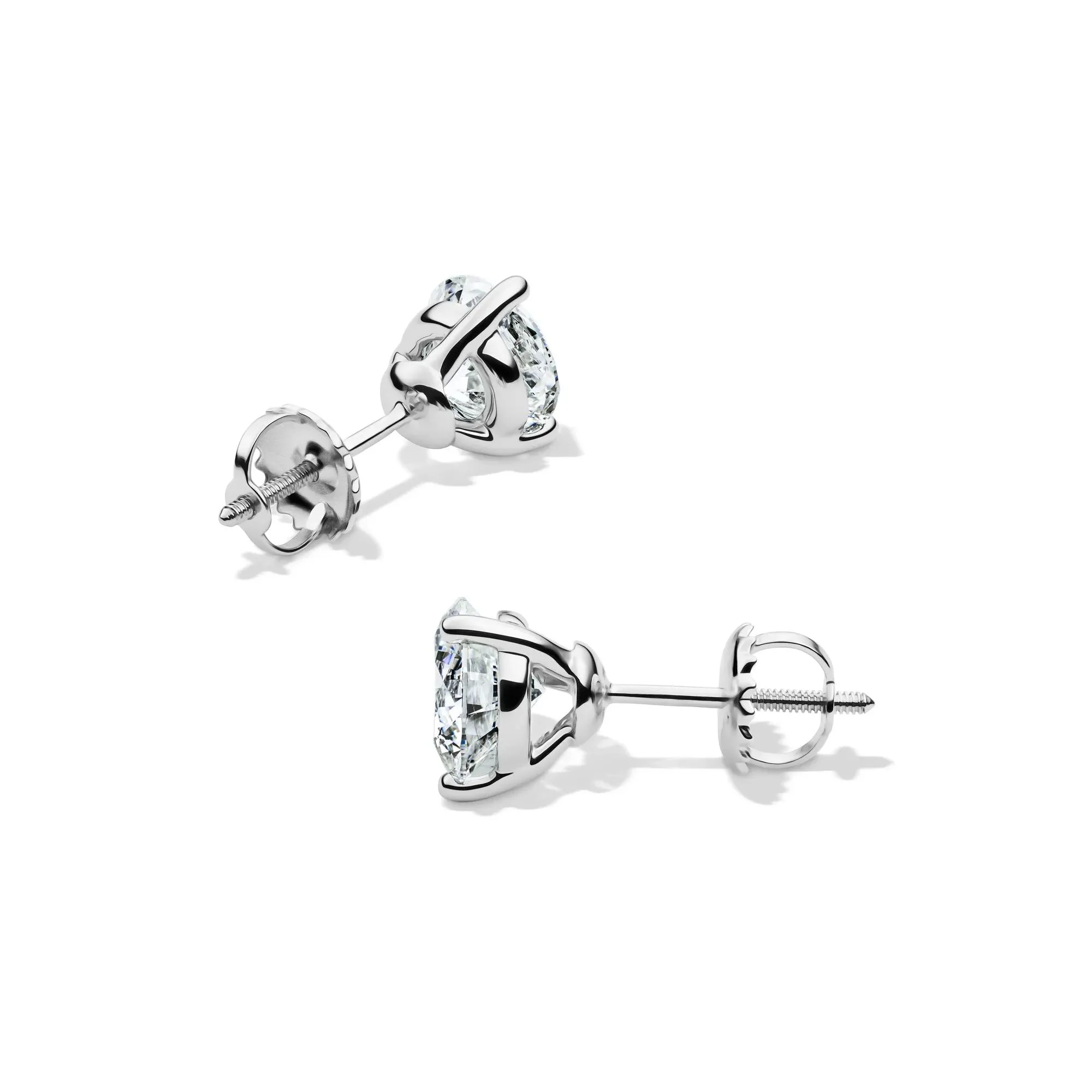 2 CT. Tw. Lab Grown Diamond Martini Stud Earrings 14K White Gold Size 6.50mm - Image 2
