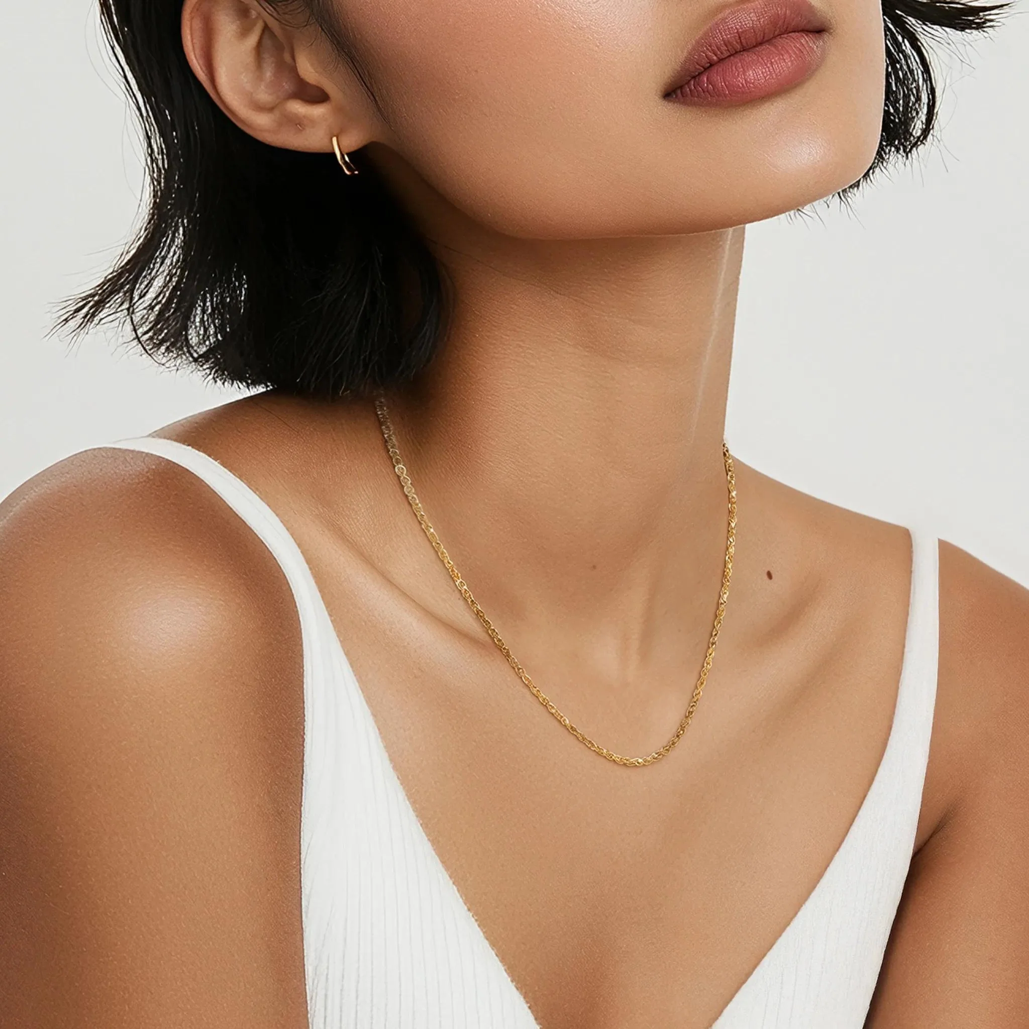 Solid Glitter Rope Chain 14K Yellow Gold Necklace Size 18" - Image 3