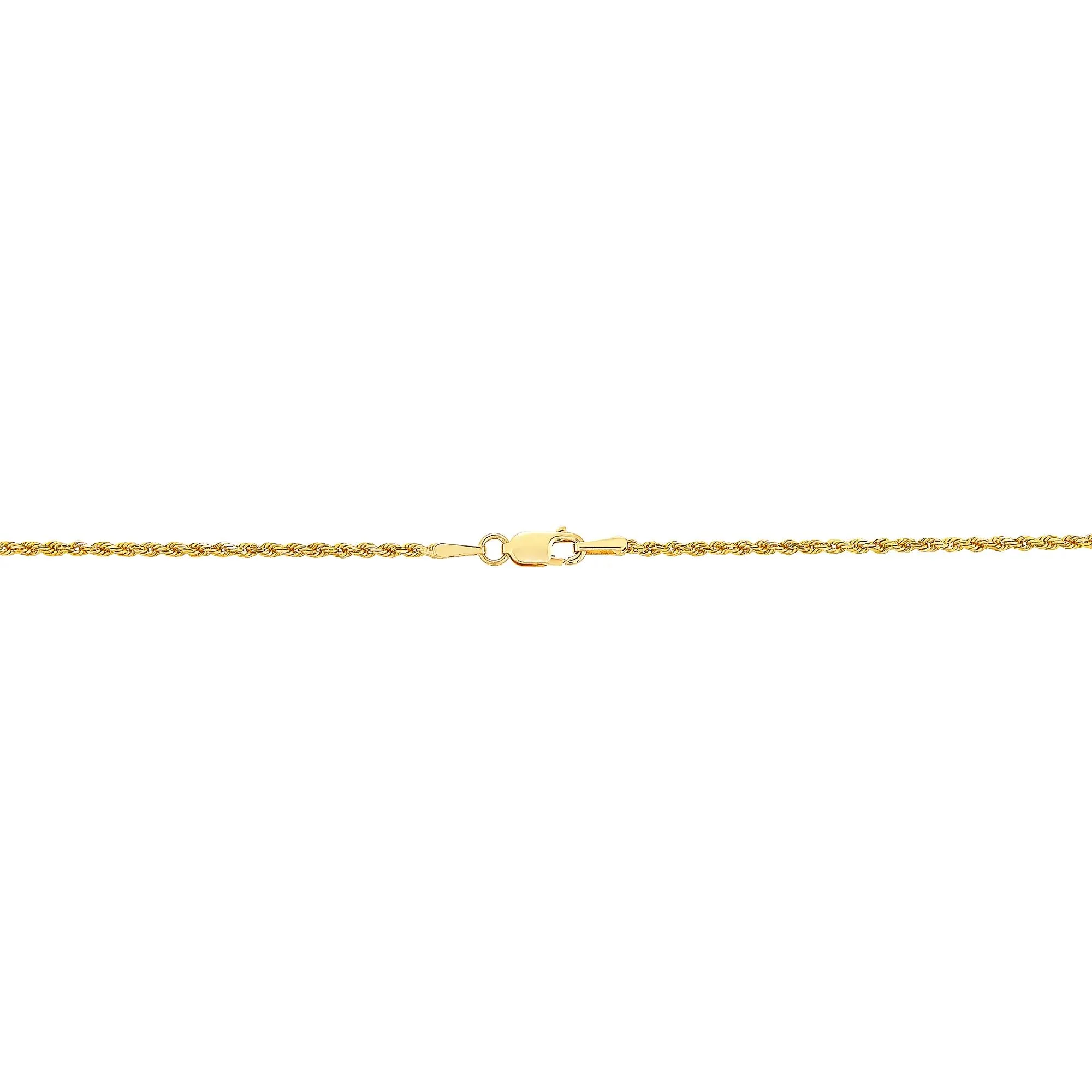 Solid Glitter Rope Chain 14K Yellow Gold Necklace Size 22" - Image 2