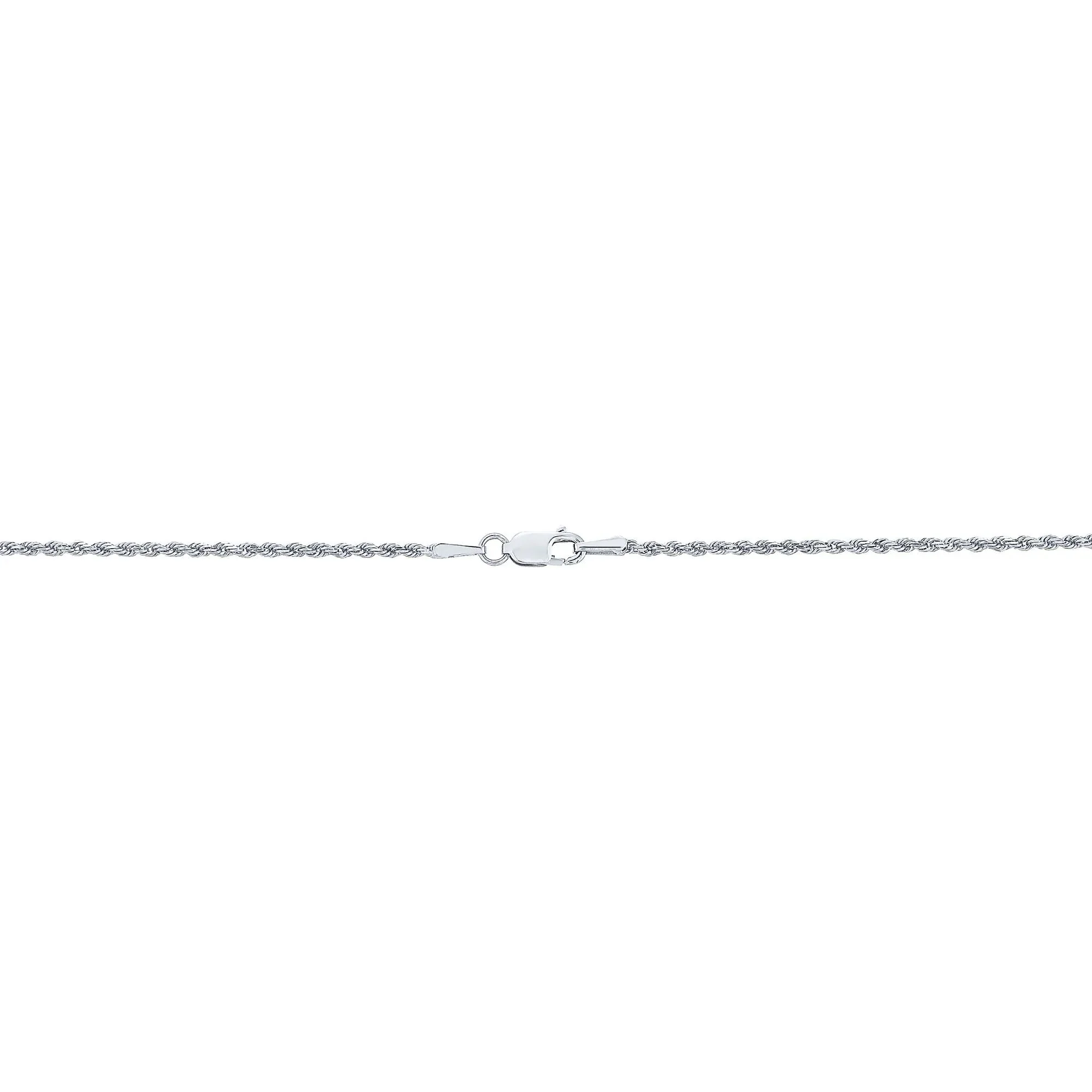 Solid Glitter Rope Chain 14K White Gold Necklace Size 20" - Image 2