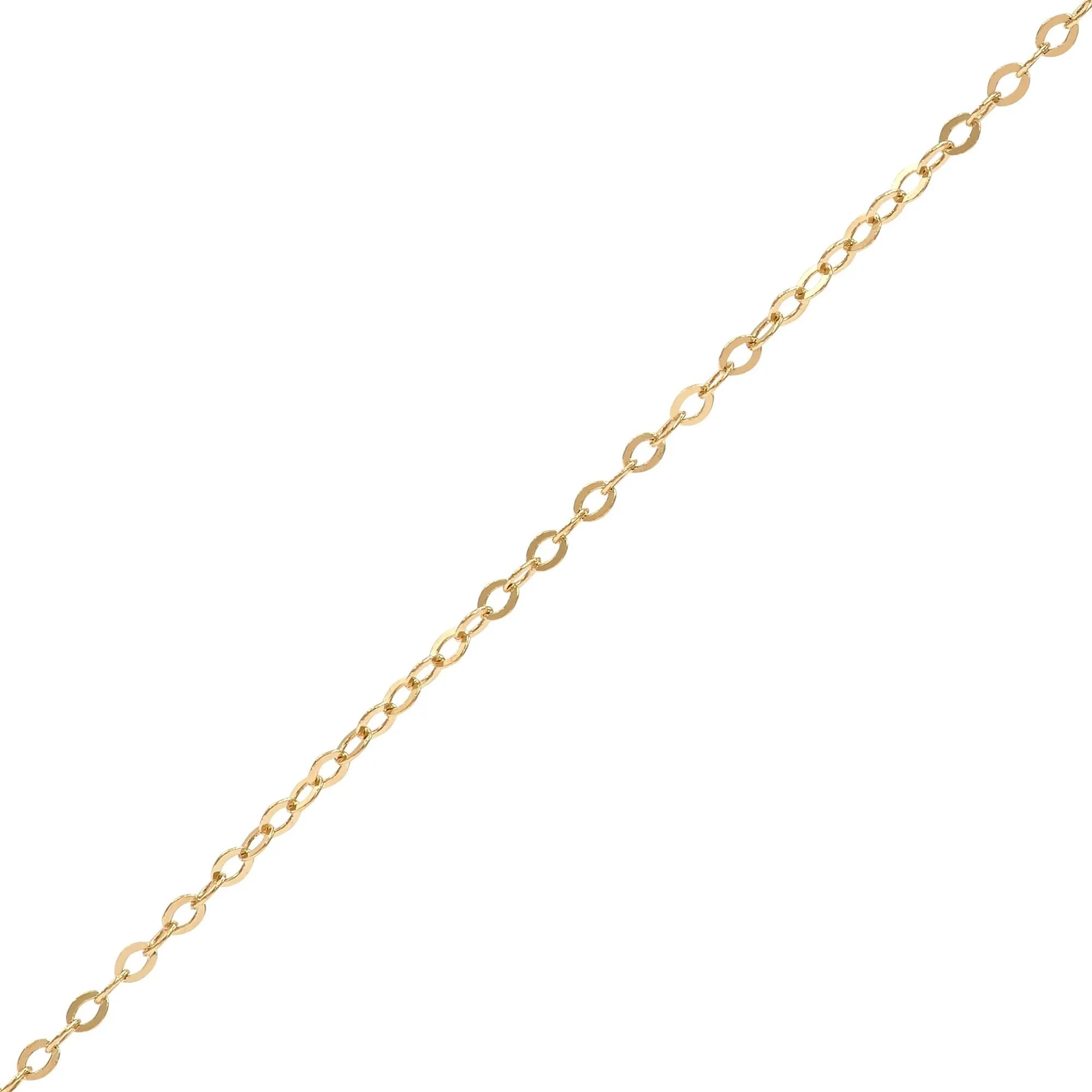 Hammered Fantasy Cable Chain 14K Yellow Gold . Necklace Size 18" - Image 2