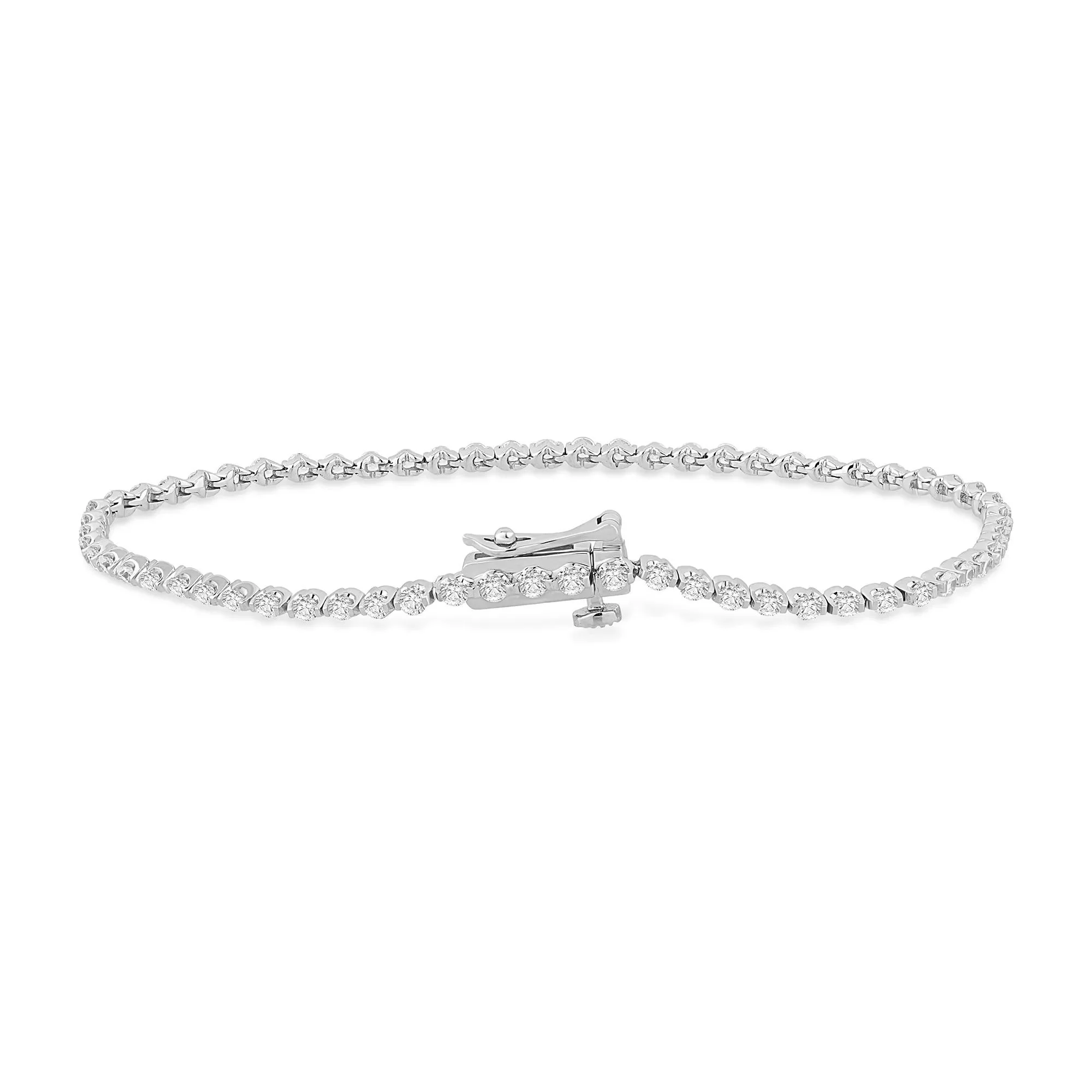 Lab Grown Diamond Tennis Bracelet 14K Gold White Size 2.10mm - Image 2