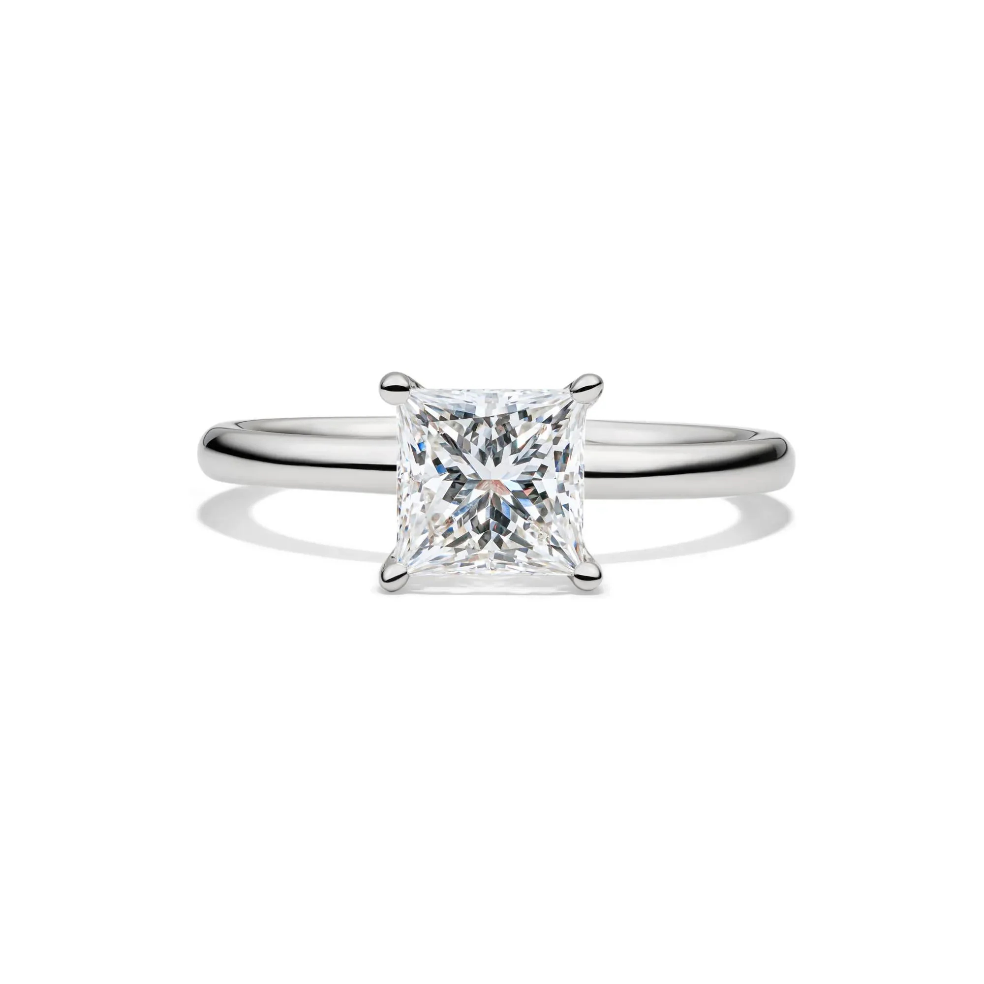 Lab Grown Diamond Princess-Cut Solitaire Engagement Ring 14K White Gold (1/2 CT.) Size 5 2mm