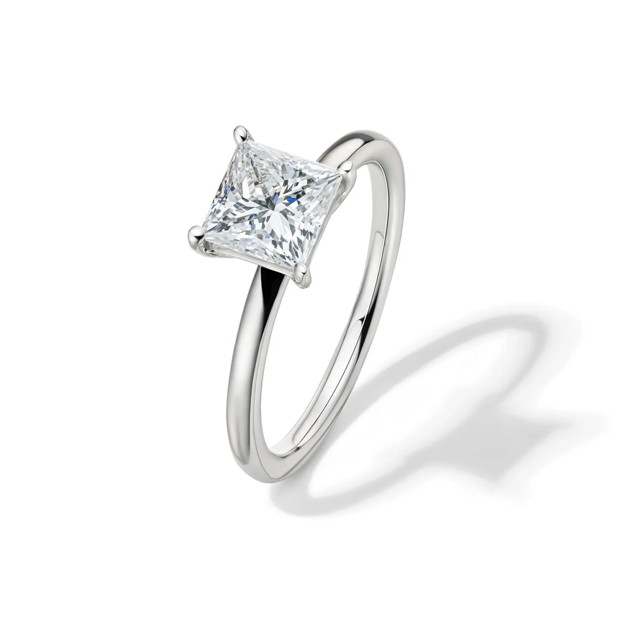 Lab Grown Diamond Princess-Cut Solitaire Engagement Ring 14K White Gold (1/2 CT.) Size 7.5 2mm - Image 4
