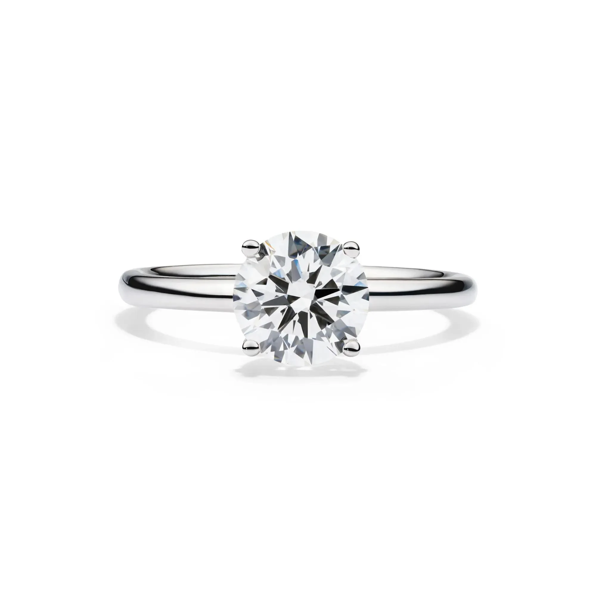 Lab Grown Diamond Solitaire Round Engagement Ring 14K White Gold (1/2 CT.) Size 10 2mm