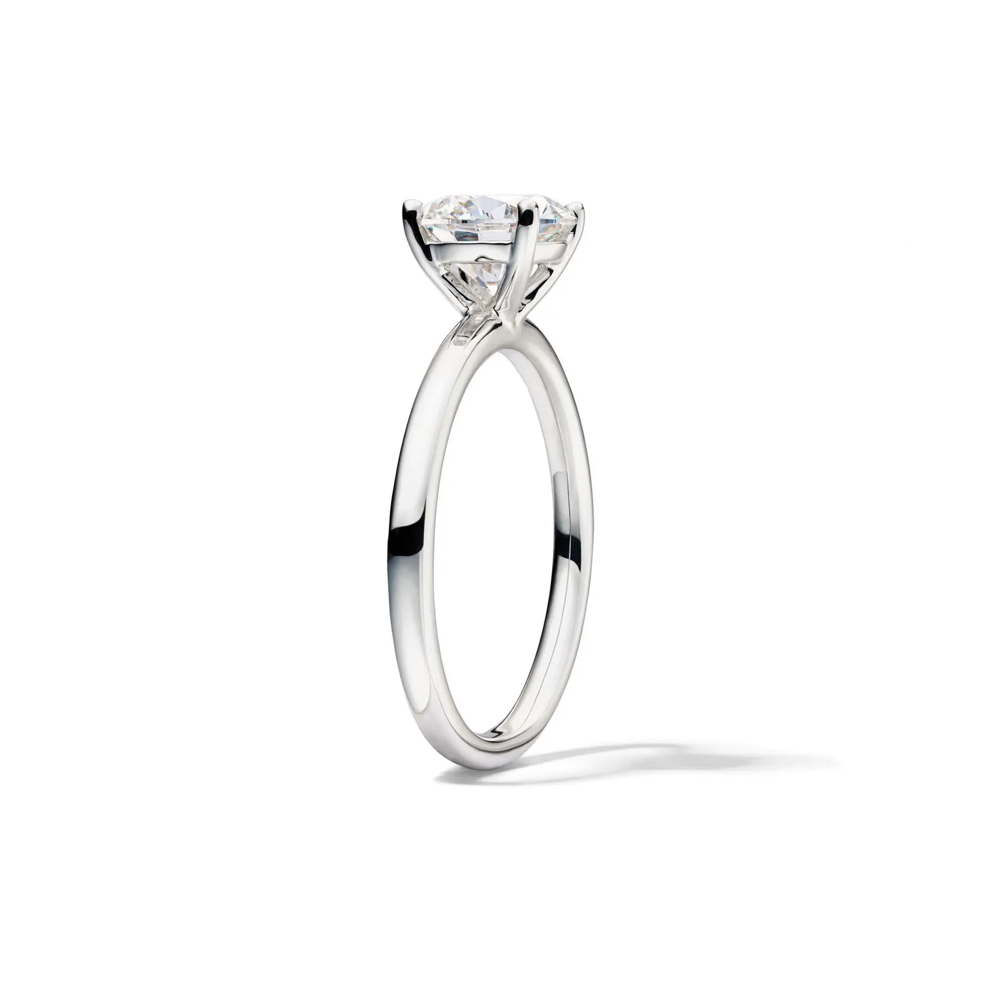 Lab Grown Diamond Solitaire Round Engagement Ring 14K White Gold (1/2 CT.) Size 12 2mm - Image 3