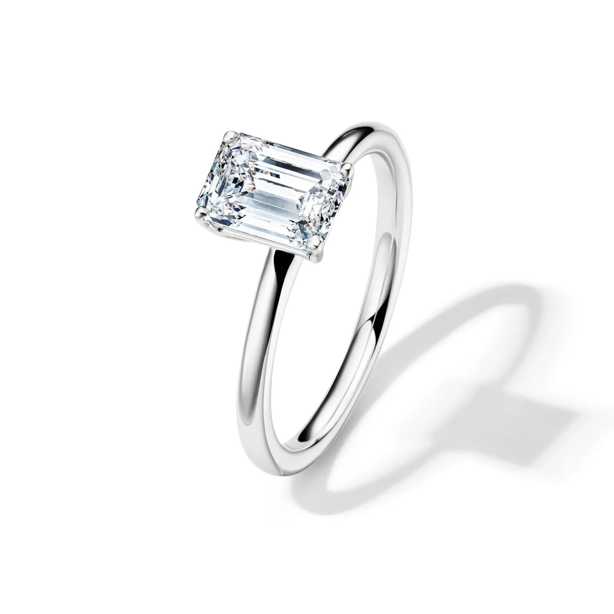 Lab Grown Diamond Emerald-Cut Solitaire Ring 14K White Gold (1/2ct) Size 7.5 2mm - Image 4