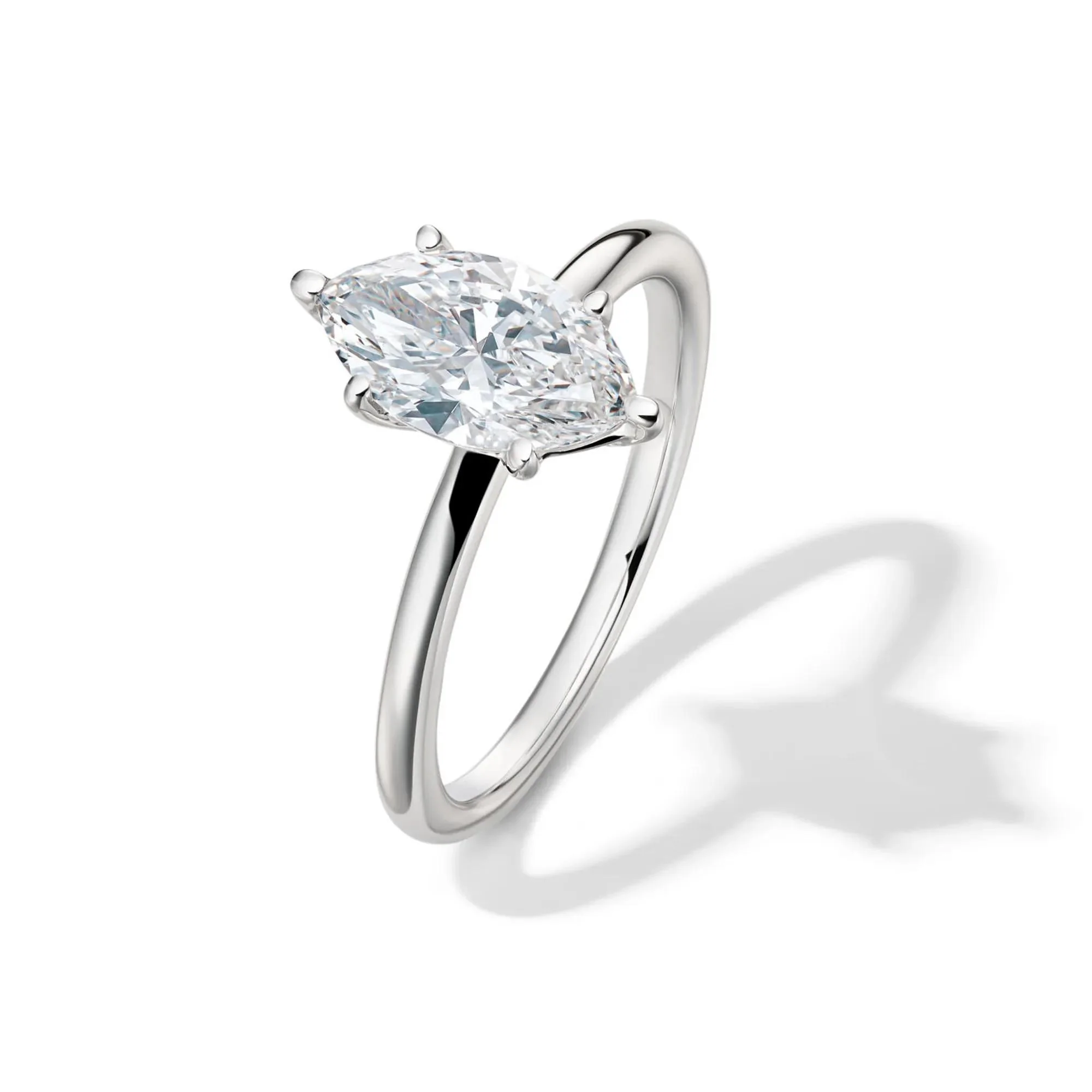 Lab Grown Diamond Solitaire Marquise Engagement Ring 14K White Gold (1/2 CT.) Size 11.5 2mm - Image 4