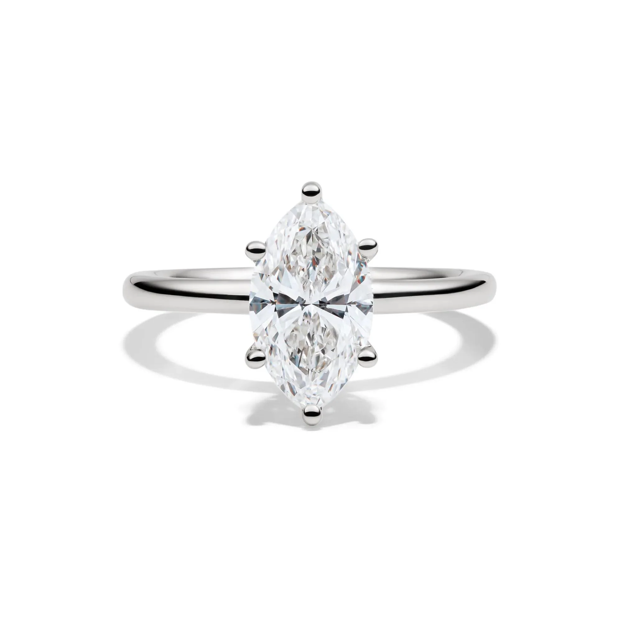 Lab Grown Diamond Solitaire Marquise Engagement Ring 14K White Gold (2 CT.) Size 9 2mm