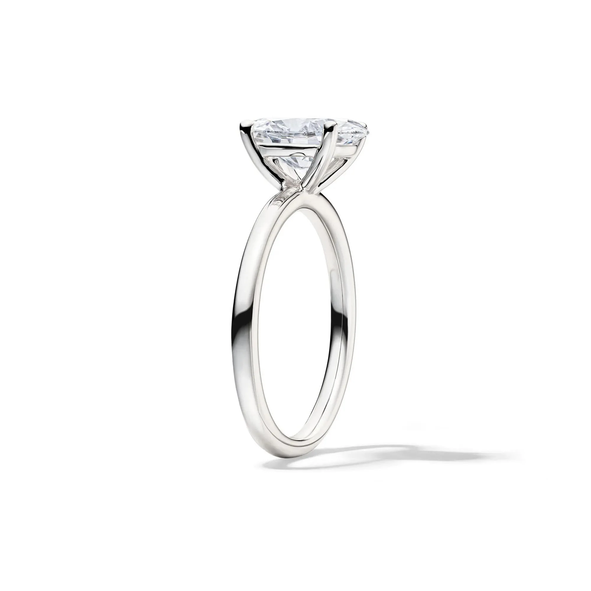 Lab Grown Diamond Oval Solitaire Engagement Ring 14K White Gold (2 CT.) Size 6.5 2mm - Image 3