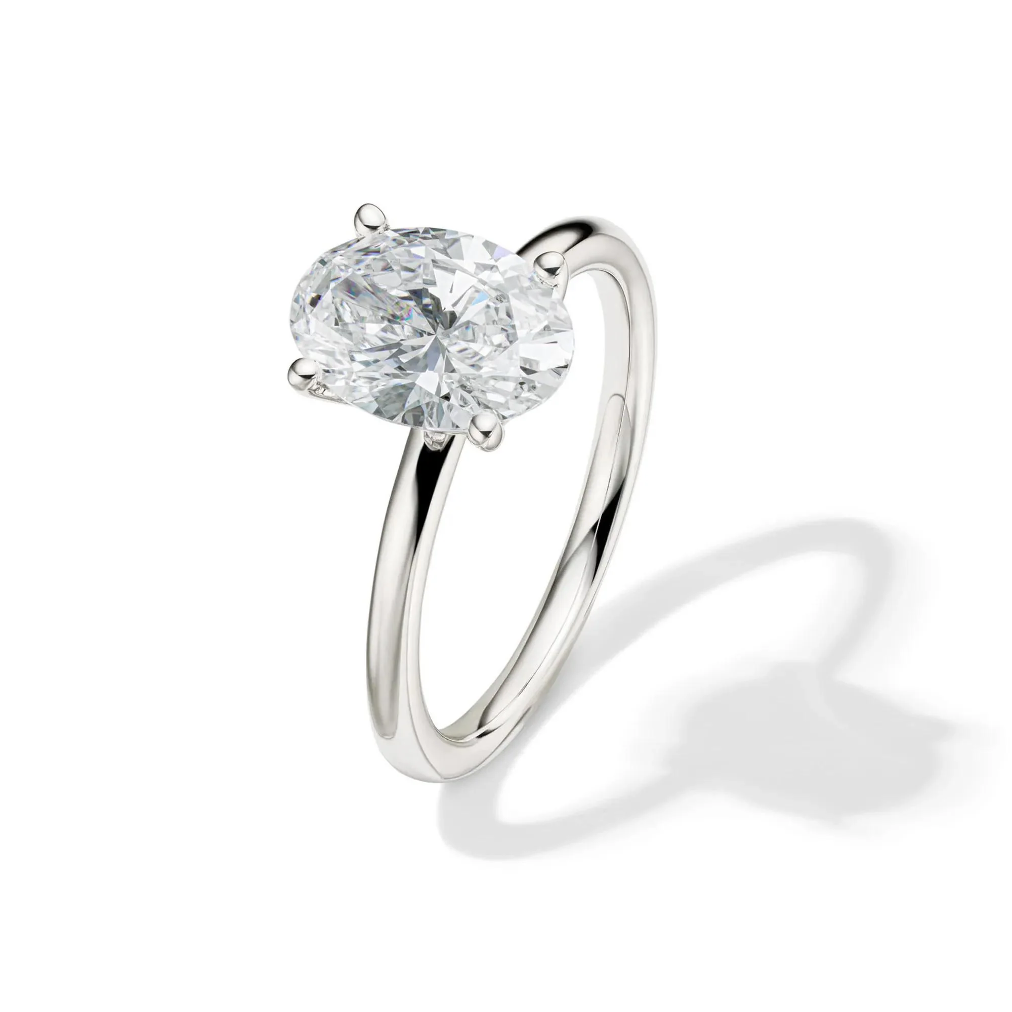 Lab Grown Diamond Oval Solitaire Engagement Ring 14K White Gold (2 CT.) Size 8.5 2mm - Image 4