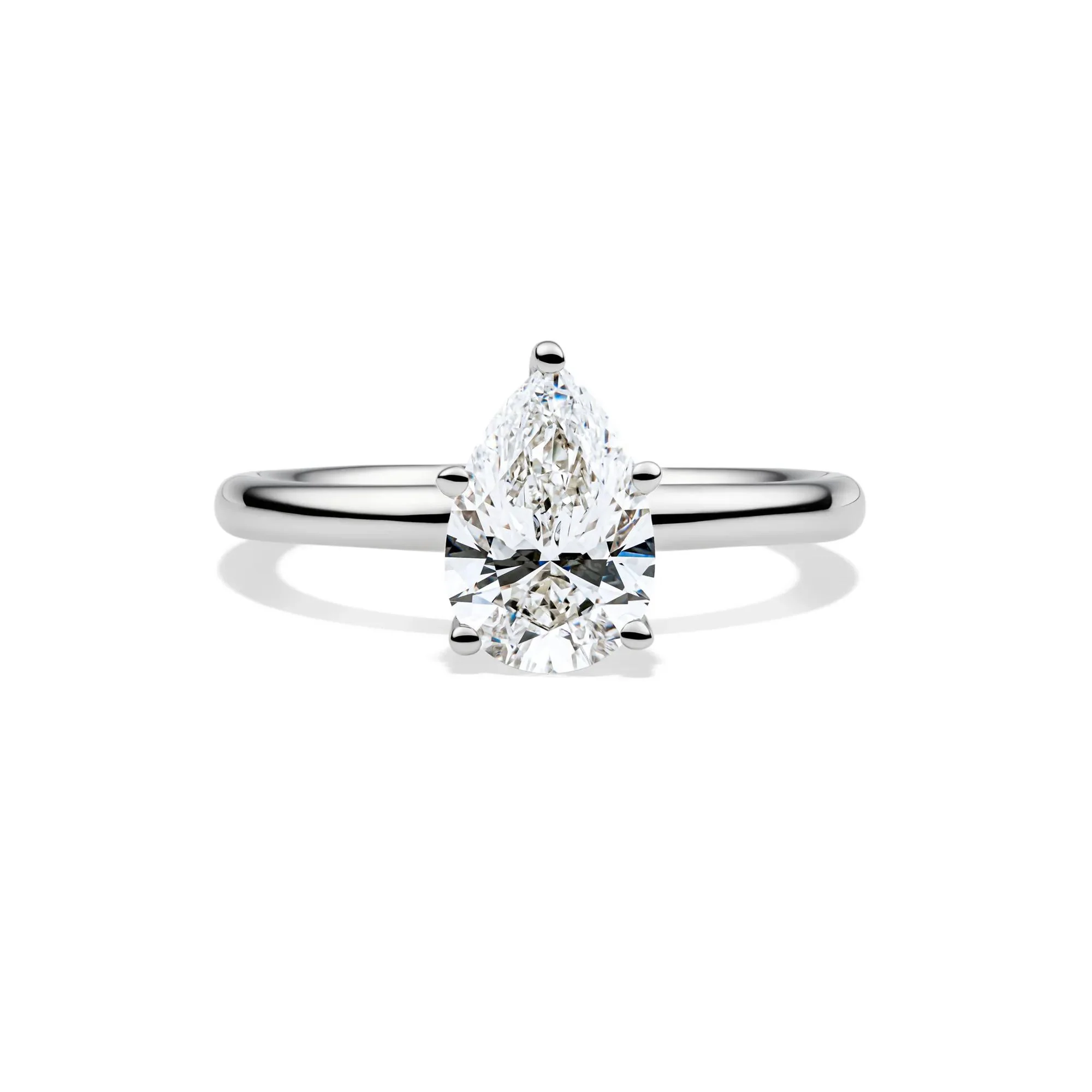 Lab Grown Diamond Pear-Shaped Solitaire Engagement Ring 14K White Gold (1/2 CT.) Size 7.5 2mm