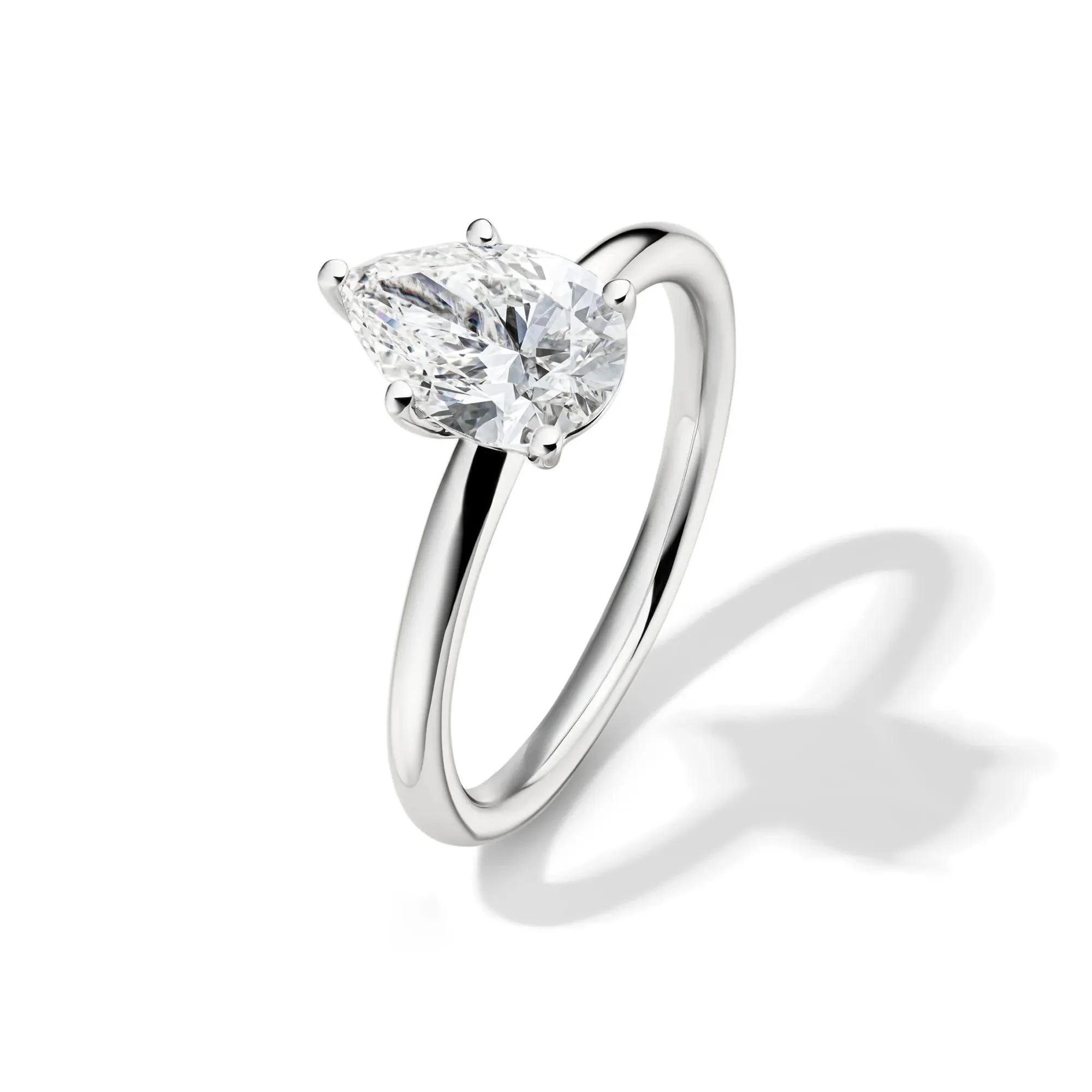 Lab Grown Diamond Pear-Shaped Solitaire Engagement Ring 14K White Gold (1/2 CT.) Size 8 2mm - Image 4