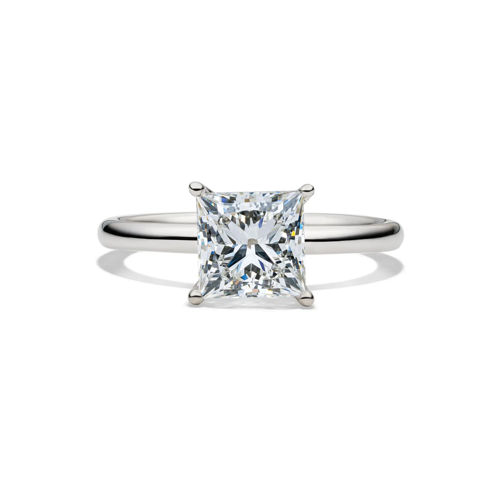 Lab Grown Diamond Princess-Cut Solitaire Engagement Ring 14K White Gold (2 CT.) Size 9 2mm