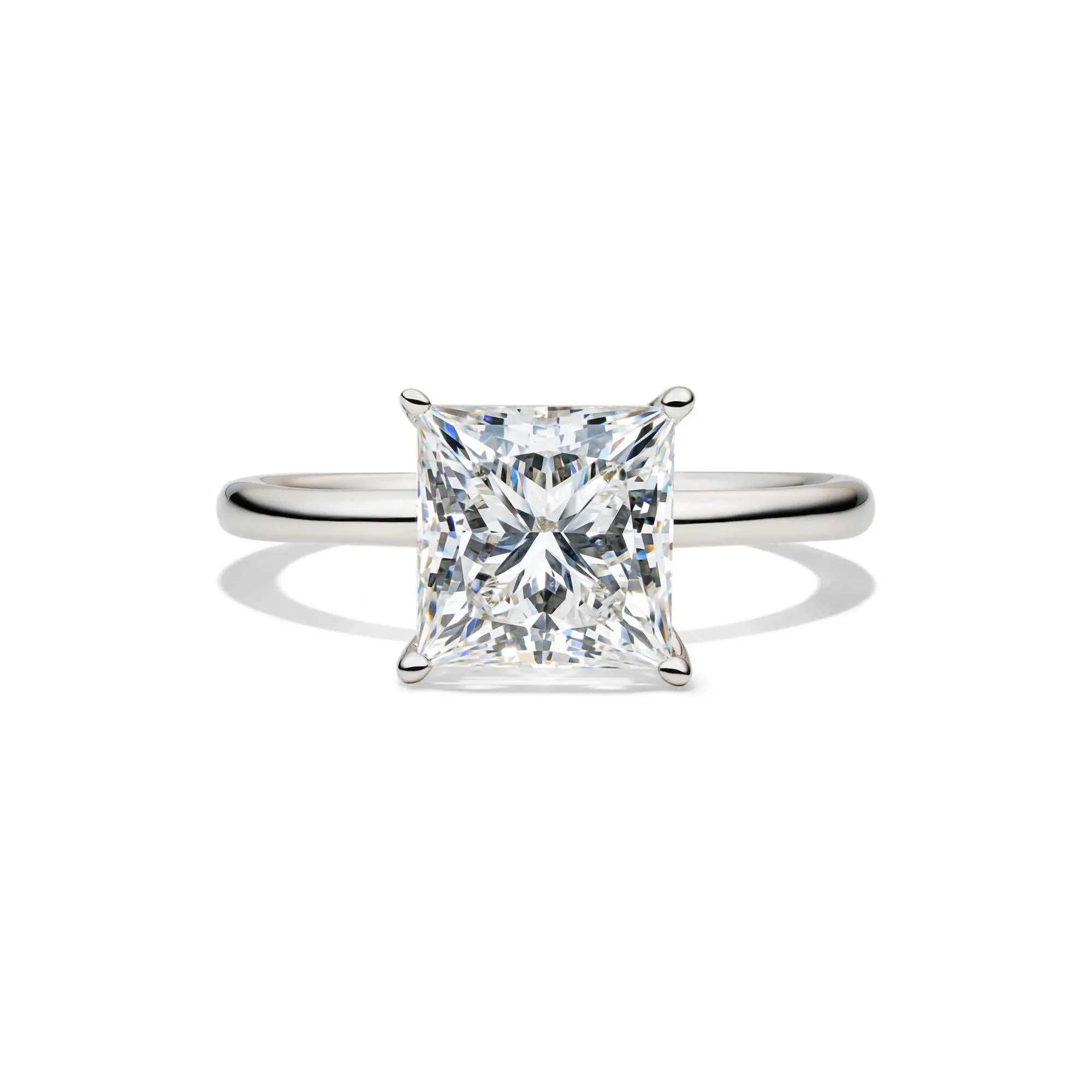 Lab Grown Diamond Princess-Cut Solitaire Engagement Ring 14K White Gold (3 CT.) Size 6.5 2mm