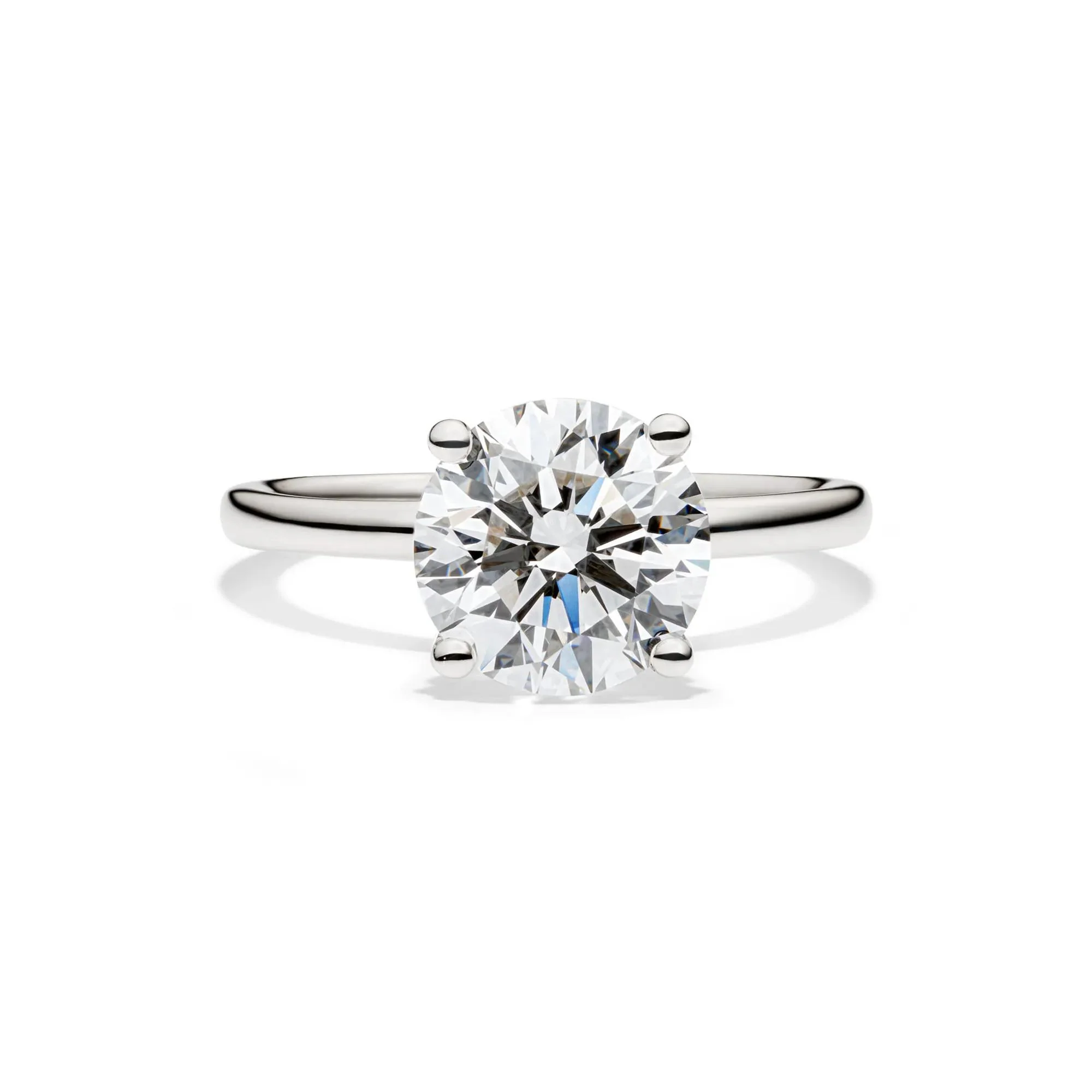 Lab Grown Diamond Solitaire Round Engagement Ring 14K White Gold (3 CT.) Size 12 2mm