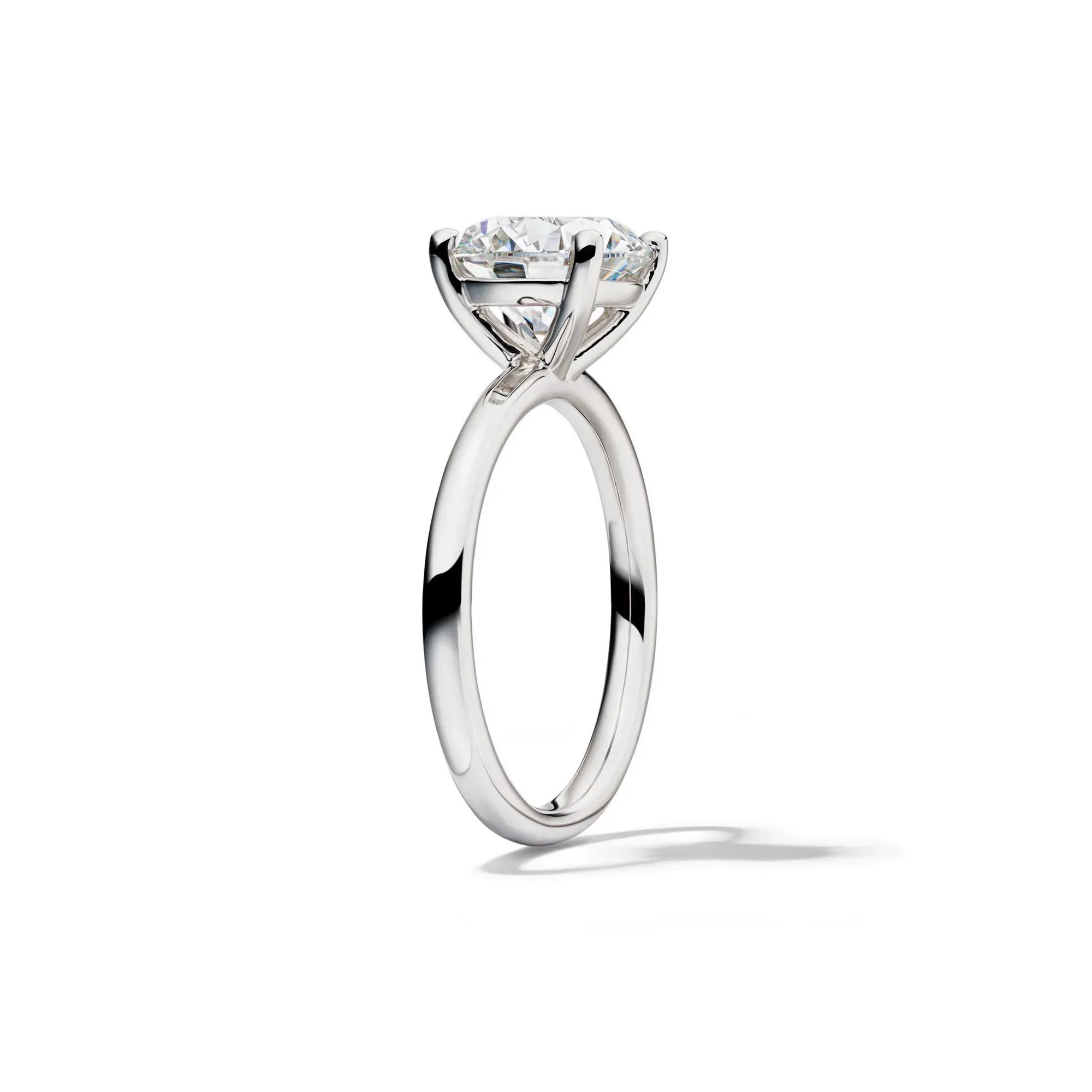 Lab Grown Diamond Solitaire Round Engagement Ring 14K White Gold (3 CT.) Size 6 2mm - Image 3
