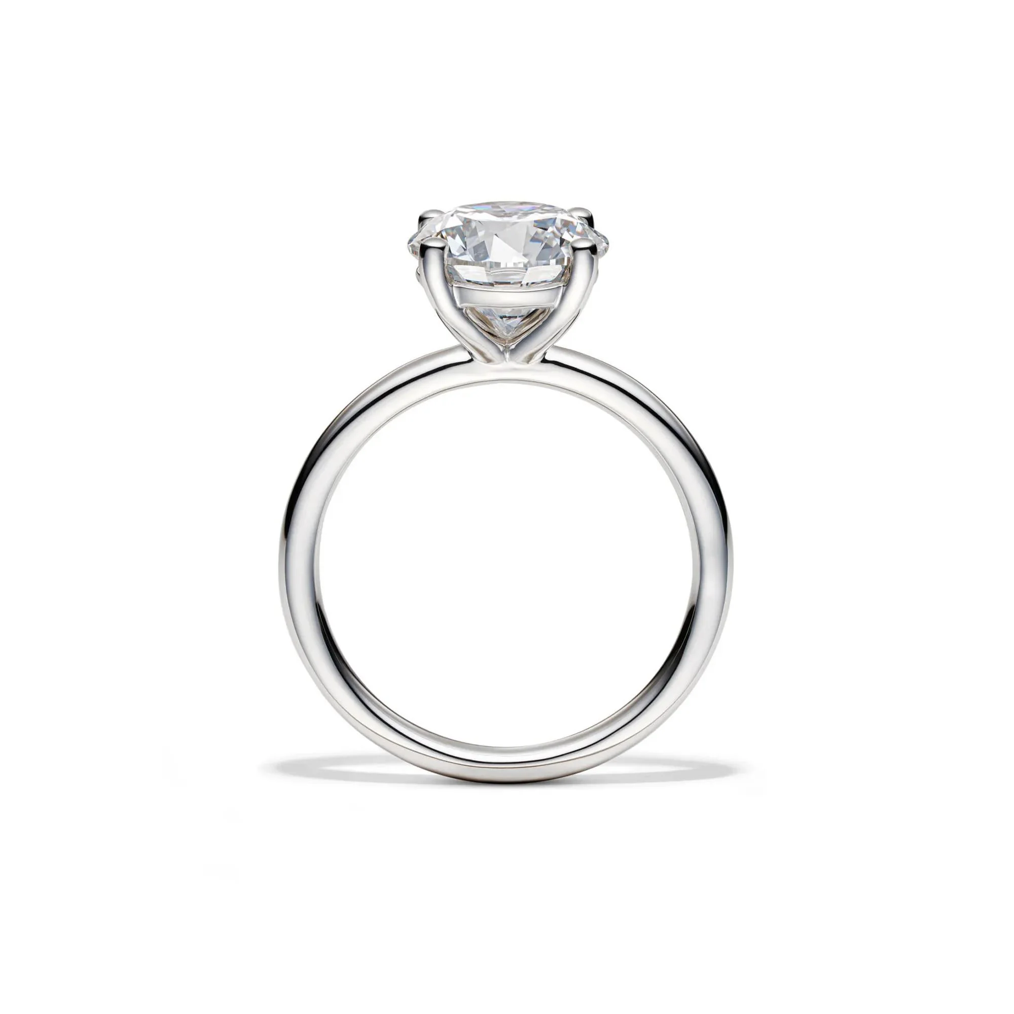 Lab Grown Diamond Solitaire Round Engagement Ring 14K White Gold (3 CT.) Size 6.5 2mm - Image 2