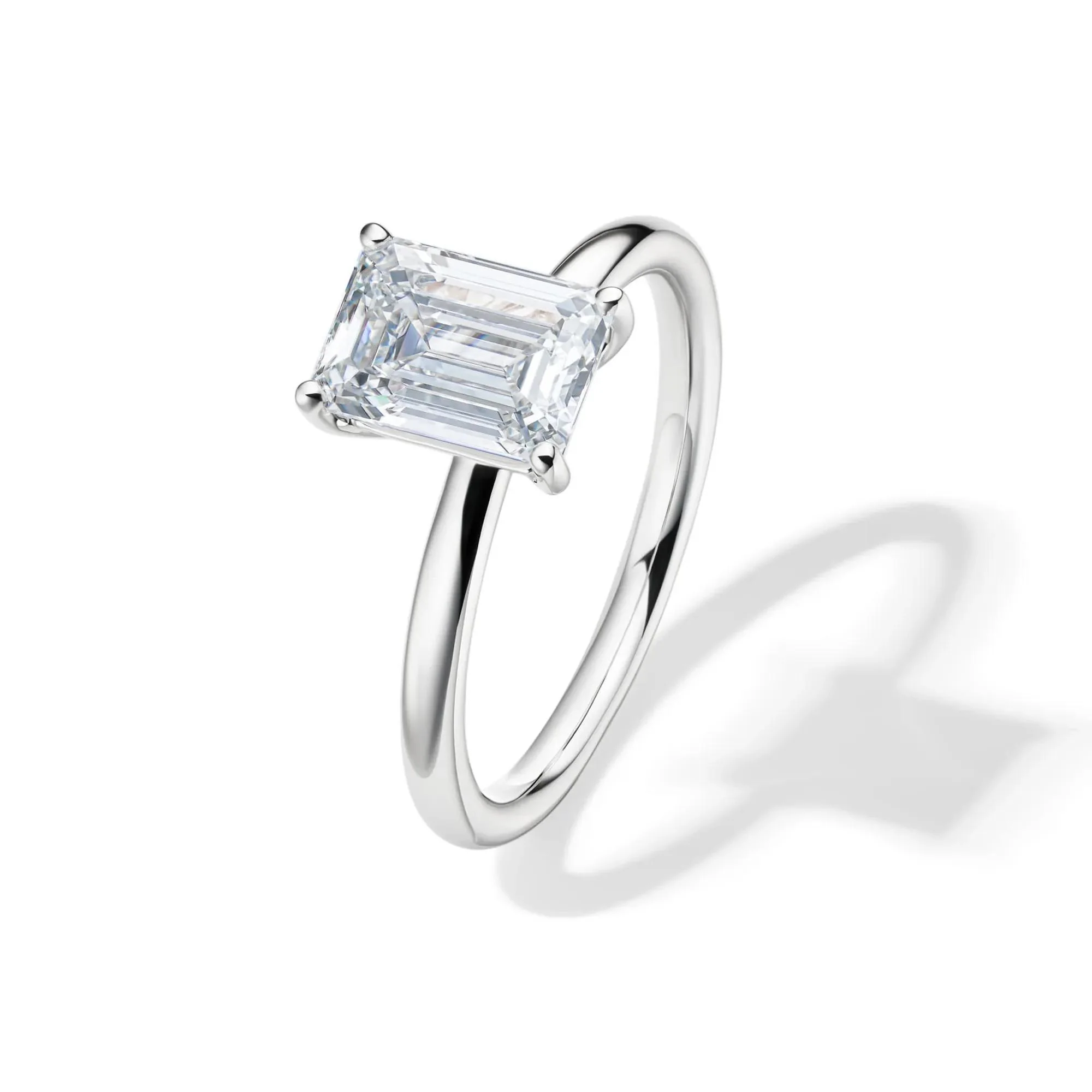 Lab Grown Diamond Emerald-Cut Solitaire 14K White Gold (2 CT.) Ring Size 6 2mm - Image 4