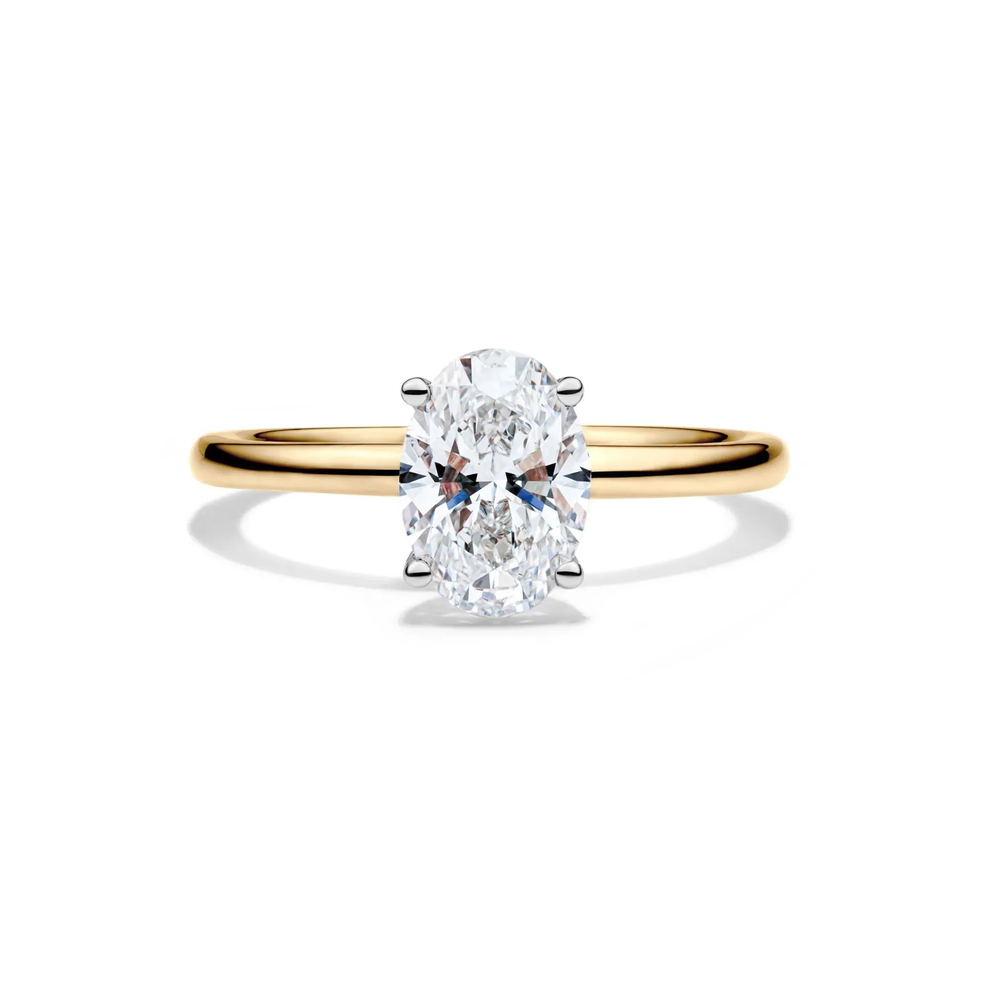 Lab Grown Diamond Solitaire Oval Engagement Ring 14K Yellow Gold (1/2 CT.) Size 12 2mm