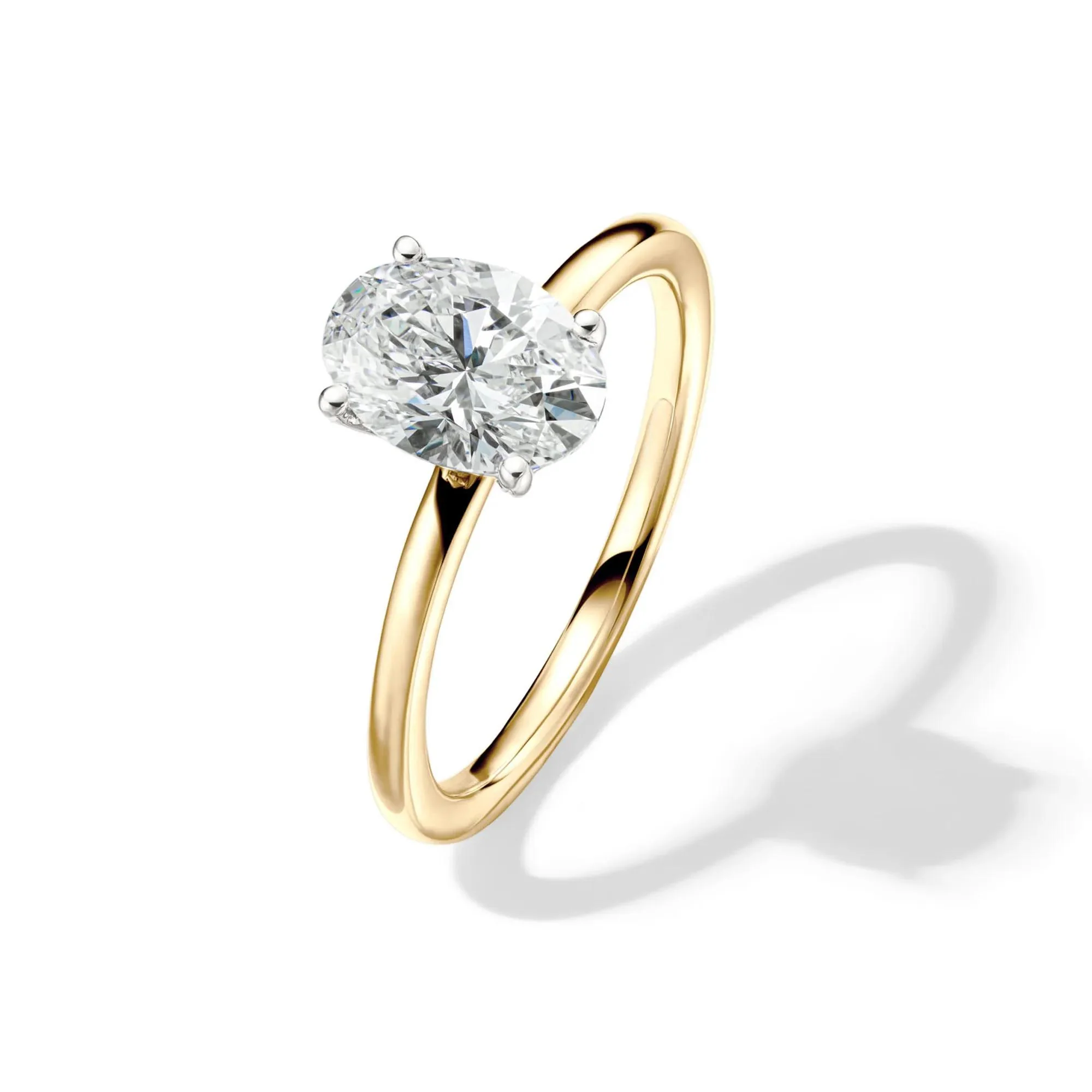 Lab Grown Diamond Solitaire Oval Engagement Ring 14K Yellow Gold (1/2 CT.) Size 12 2mm - Image 4
