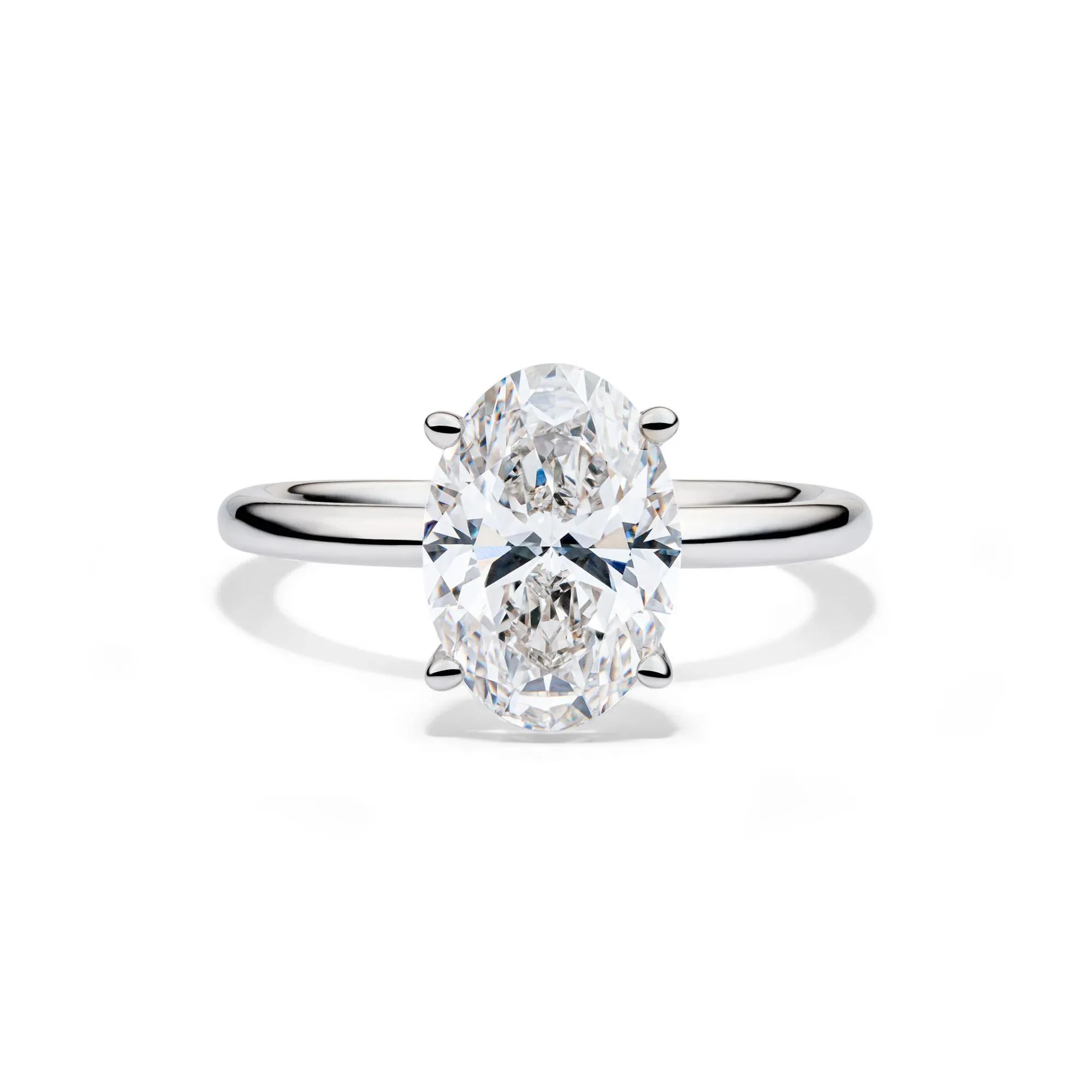 Lab Grown Diamond Oval Solitaire Engagement Ring 14K White Gold (3 CT.) Size 11.5 2mm