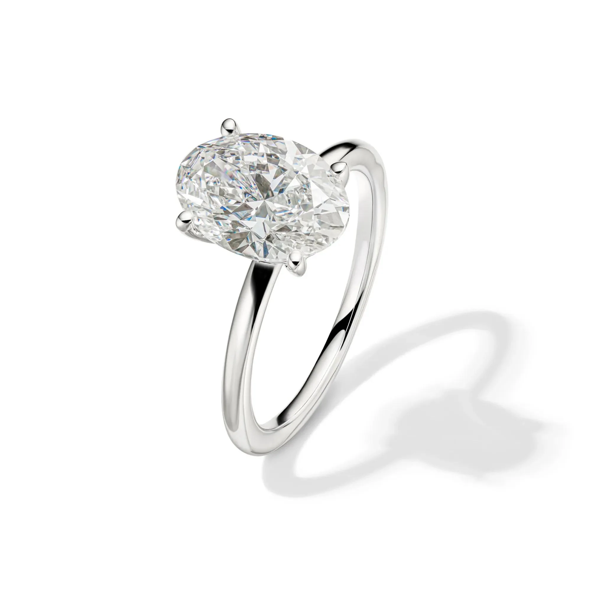 Lab Grown Diamond Oval Solitaire Engagement Ring 14K White Gold (3 CT.) Size 6.5 2mm - Image 4