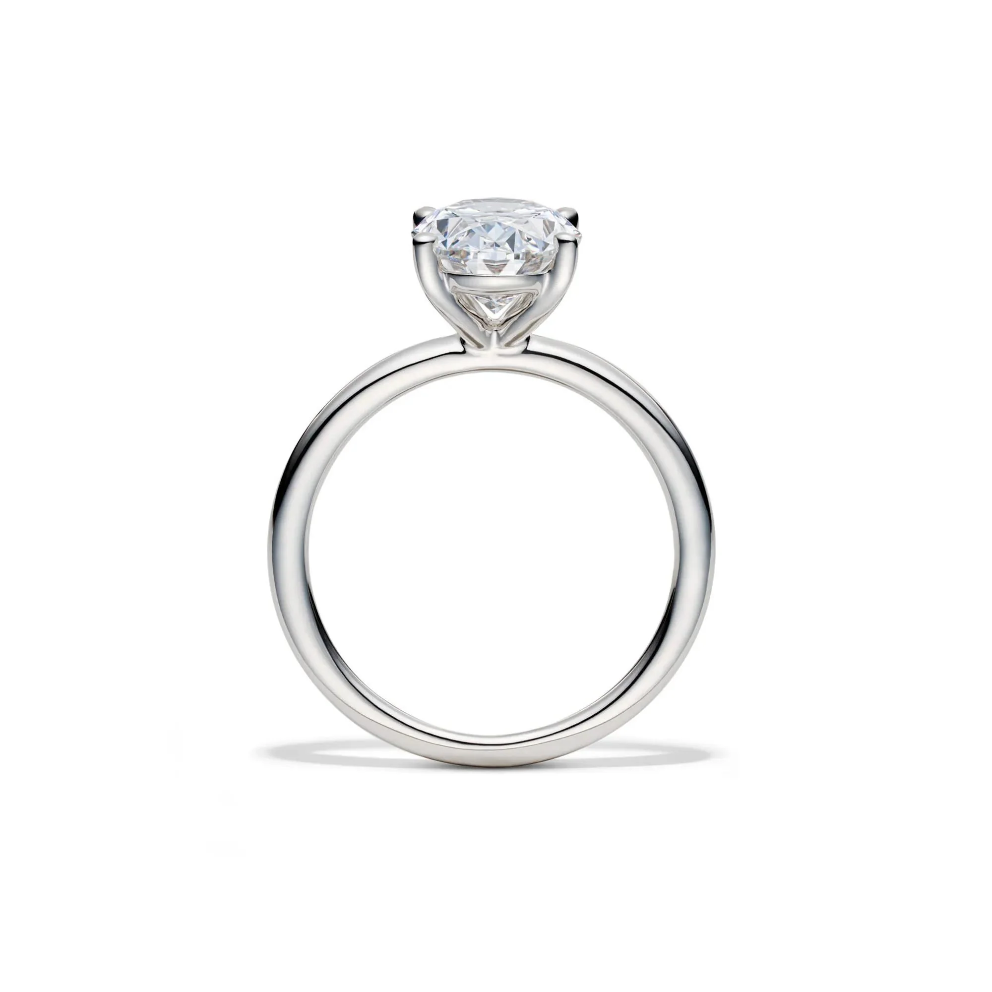 Lab Grown Diamond Oval Solitaire Engagement Ring 14K White Gold (3 CT.) Size 7 2mm - Image 2