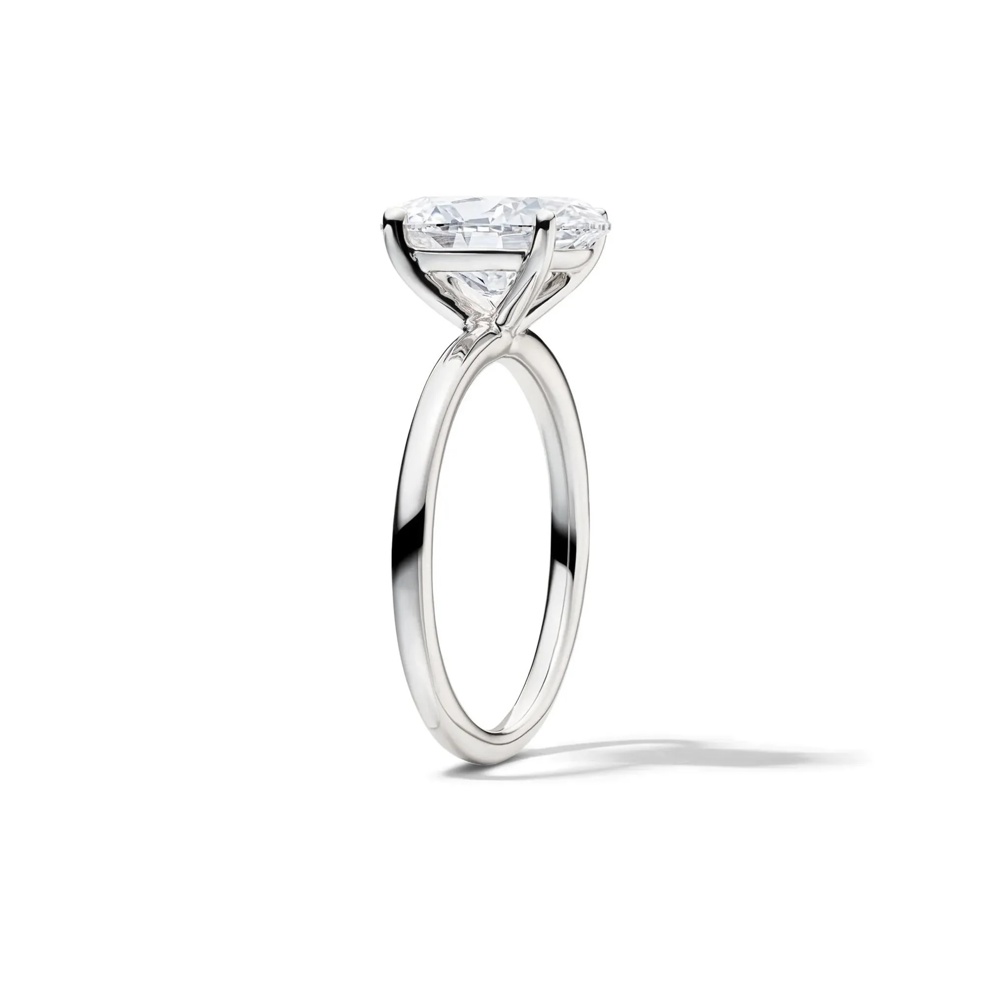 Lab Grown Diamond Oval Solitaire Engagement Ring 14K White Gold (3 CT.) Size 7 2mm - Image 3