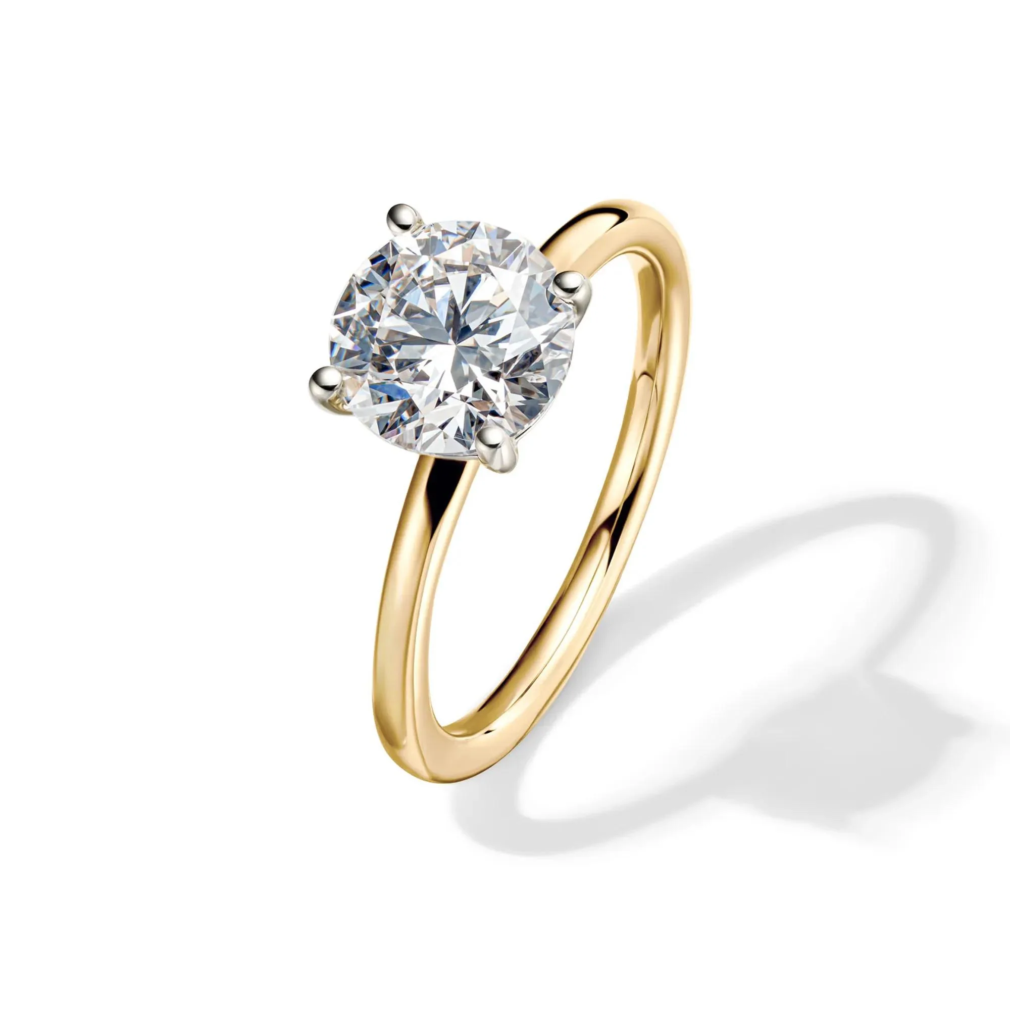 Lab Grown Diamond Round Solitaire Ring 14K Yellow Gold (2 CT.) Size 7 2mm - Image 4