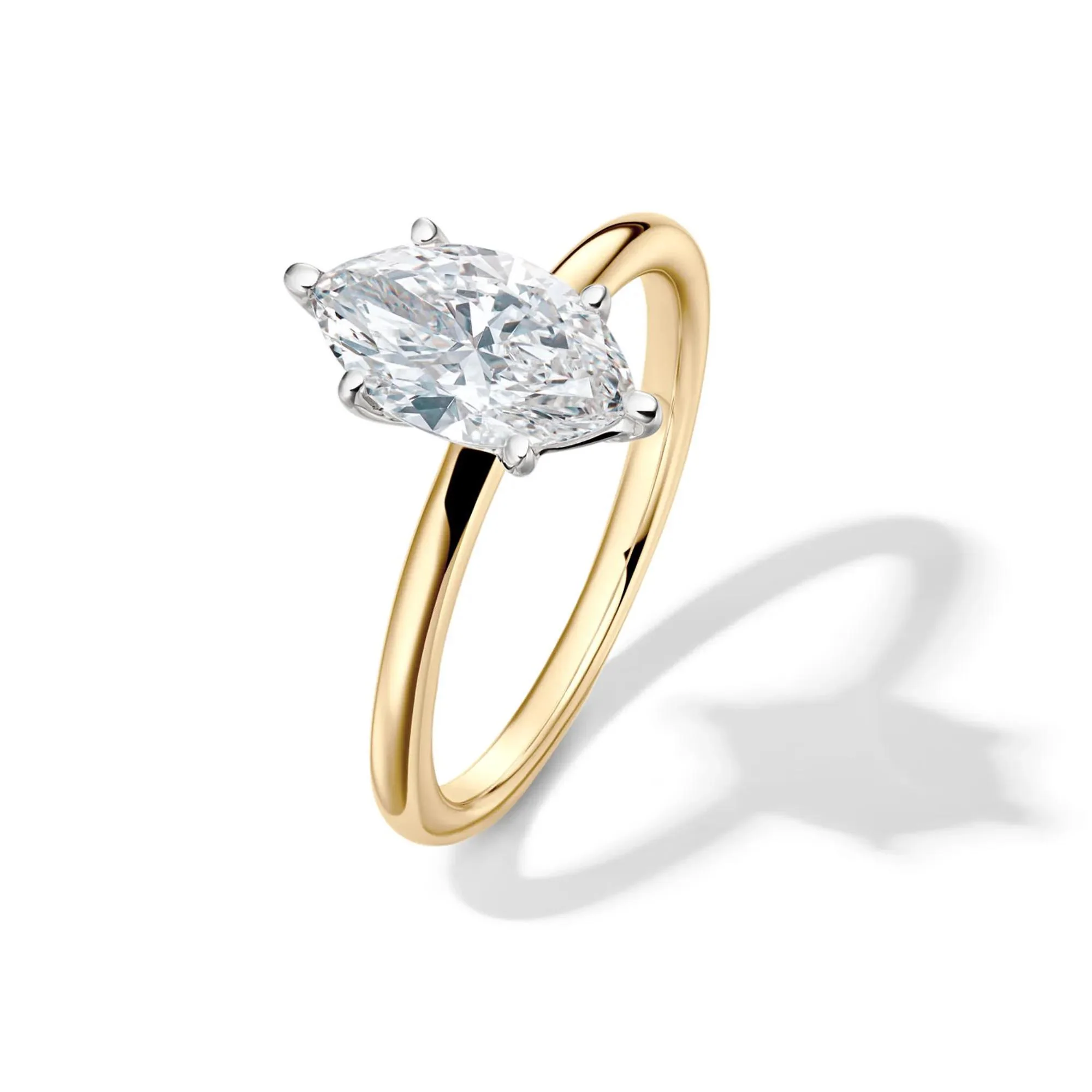 Lab Grown Diamond Solitaire Marquise Engagement Ring 14K Yellow Gold (1/2 CT.) Size 10.5 2mm - Image 4