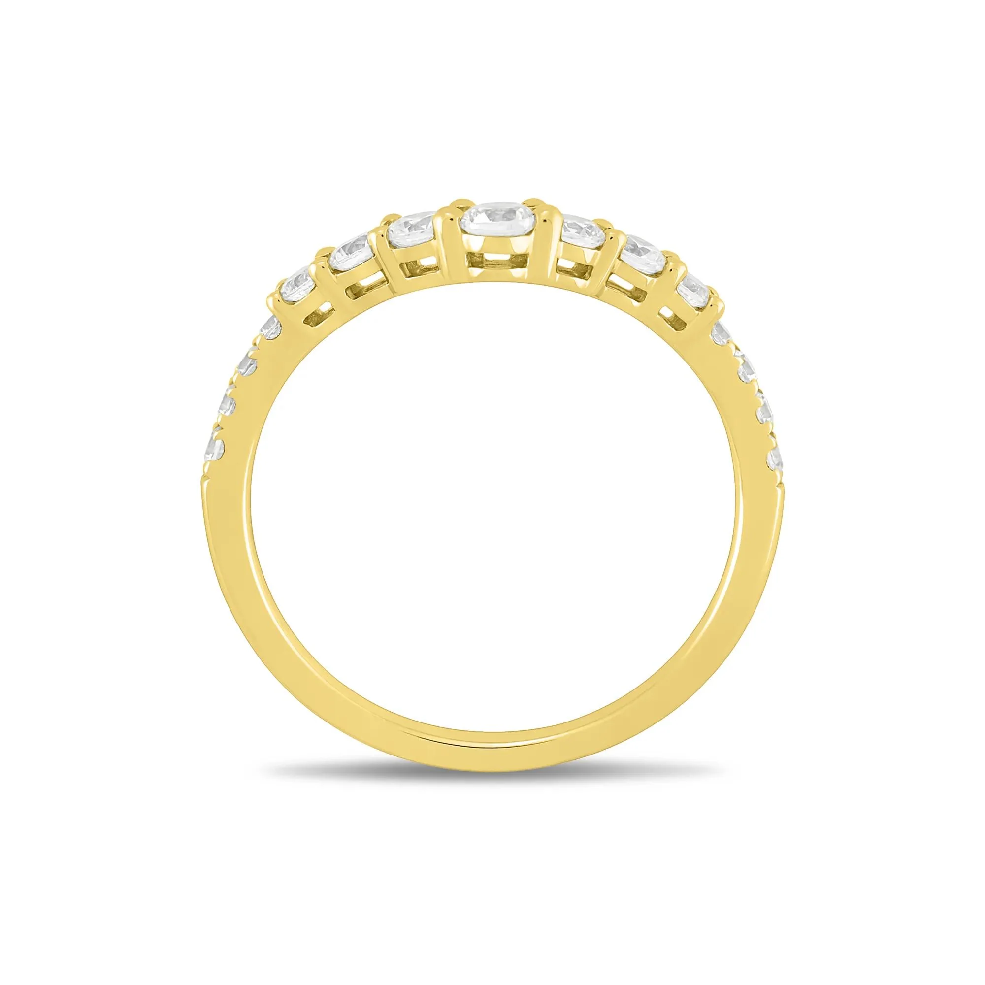 1/2 CT. Tw. Lab Grown Diamond Contour Band Ring 14K Yellow Gold Round Brilliant Cut Size 9 1mm - Image 3