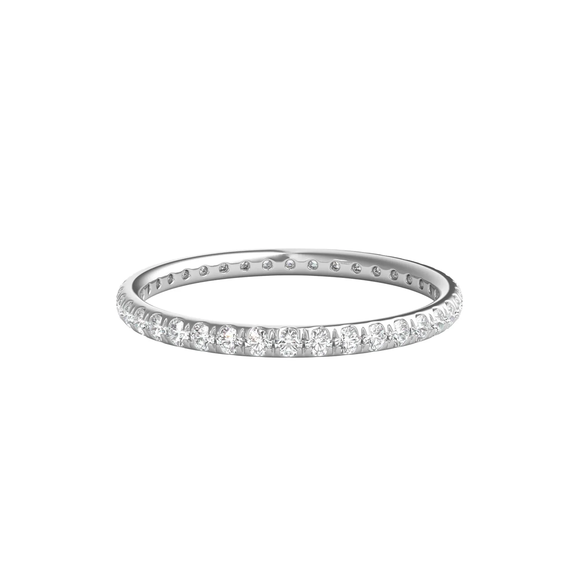 1/2 CT. Tw. Lab Grown Diamond Comfort Fit Eternity Band Ring 14K White Gold Round Brilliant Cut Size 6.5 2mm