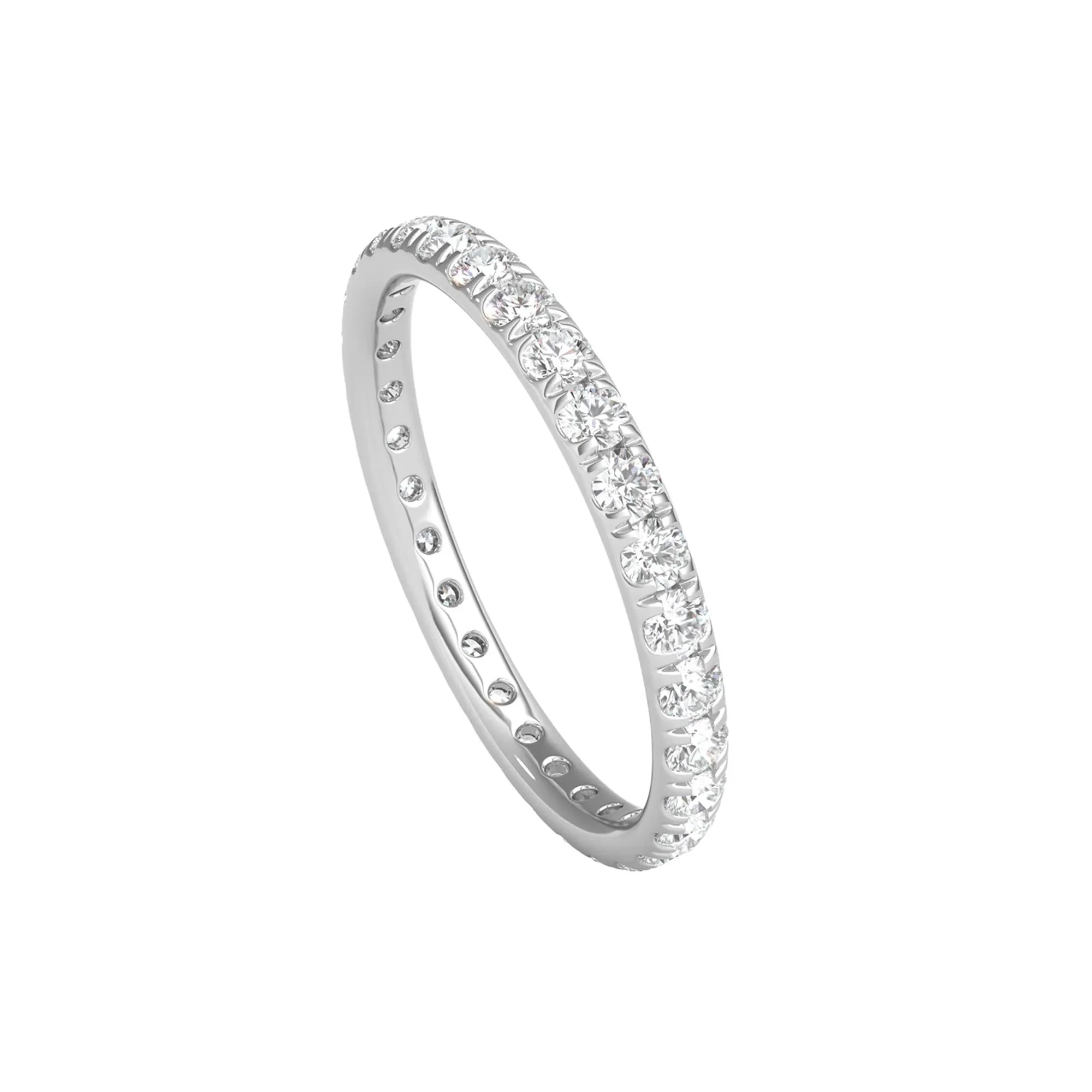 1 CT. Tw. Lab Grown Diamond Comfort Fit Eternity Band Ring 14K White Gold Round Brilliant Cut Size 6 2mm - Image 4