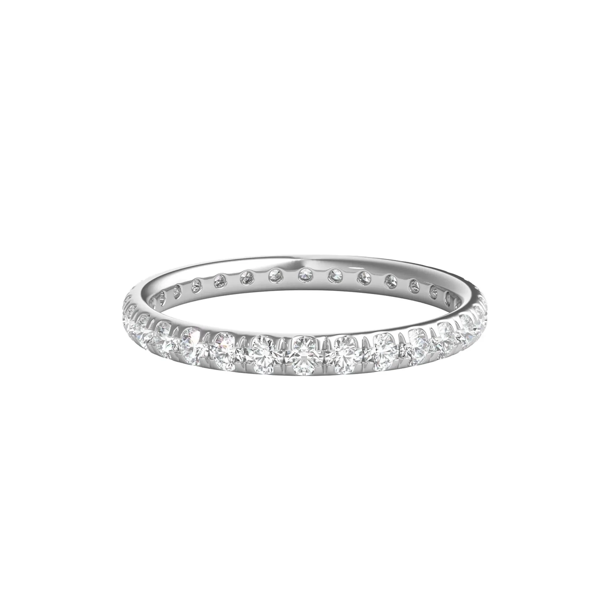 1 CT. Tw. Lab Grown Diamond Comfort Fit Eternity Band Ring 14K White Gold Round Brilliant Cut Size 7 2mm