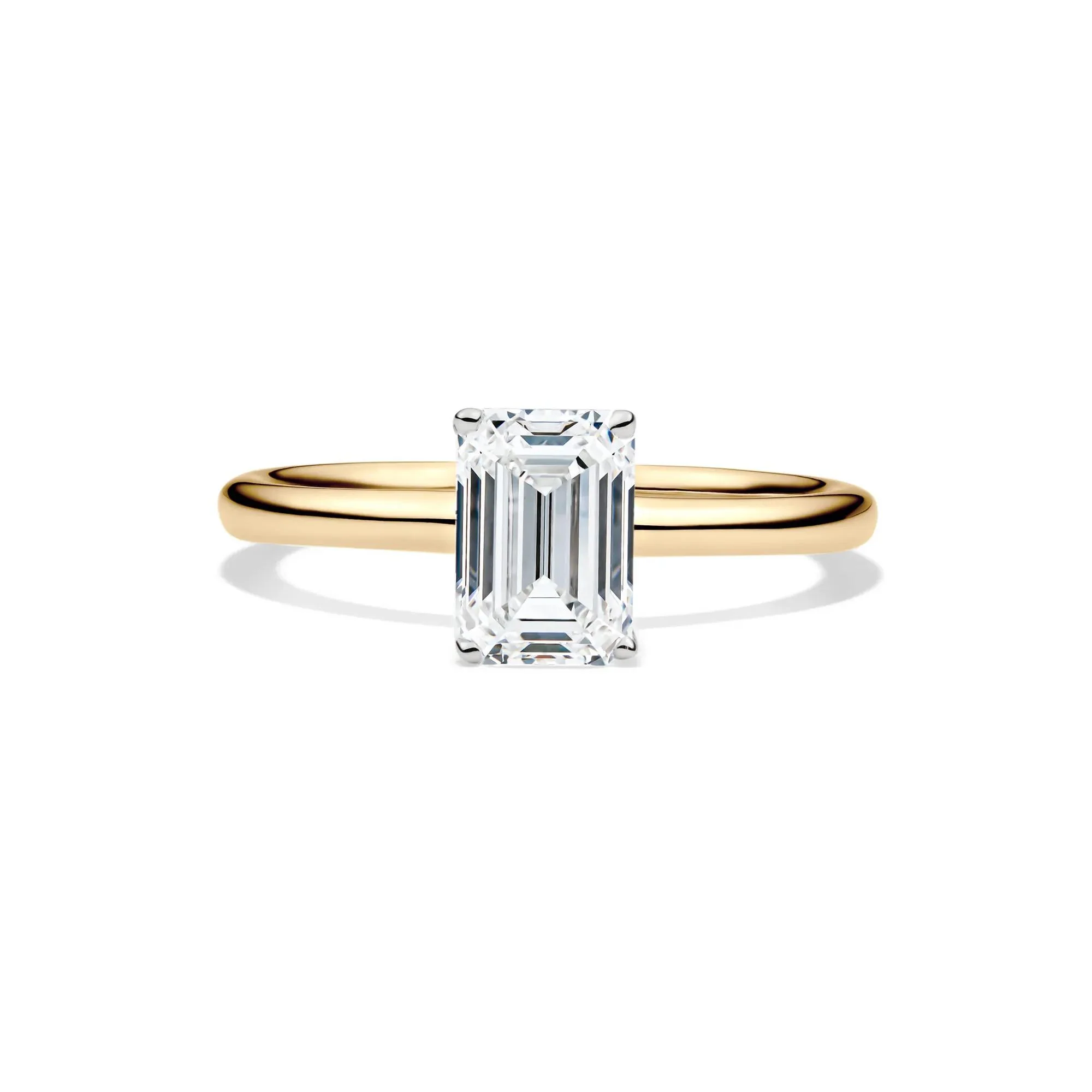 Lab Grown Diamond Emerald-Cut Solitaire Ring 14K Yellow Gold (1/2 CT.) Size 4.5 2mm