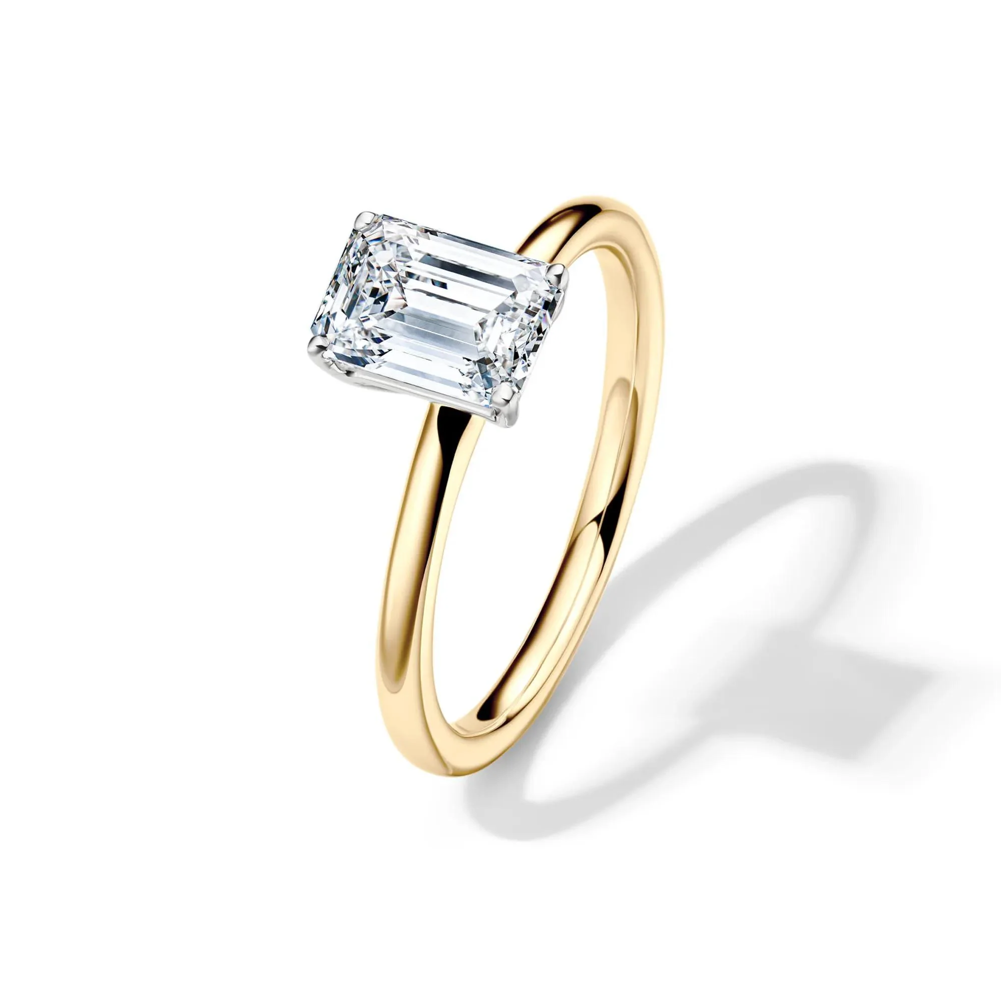 Lab Grown Diamond Emerald-Cut Solitaire Ring 14K Yellow Gold (1/2 CT.) Size 9 2mm - Image 4
