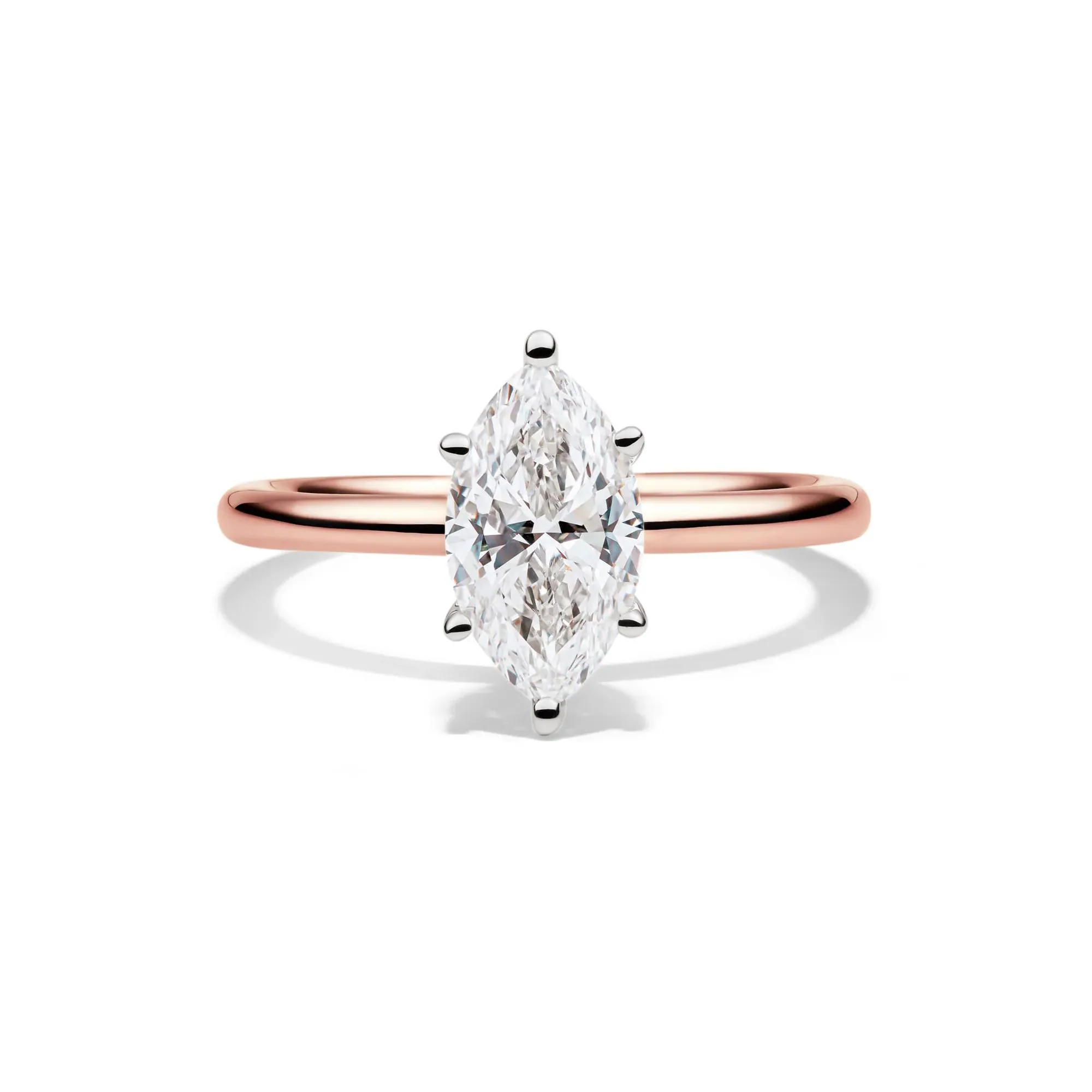 Lab Grown Diamond Solitaire Marquise Engagement Ring 14K Rose Gold (1/2 CT.) Size 5.5 2mm