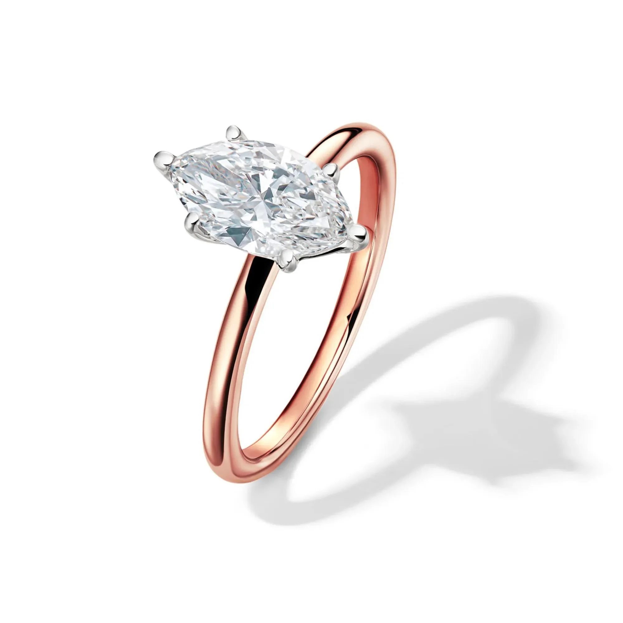 Lab Grown Diamond Solitaire Marquise Engagement Ring 14K Rose Gold (1/2 CT.) Size 7.5 2mm - Image 4