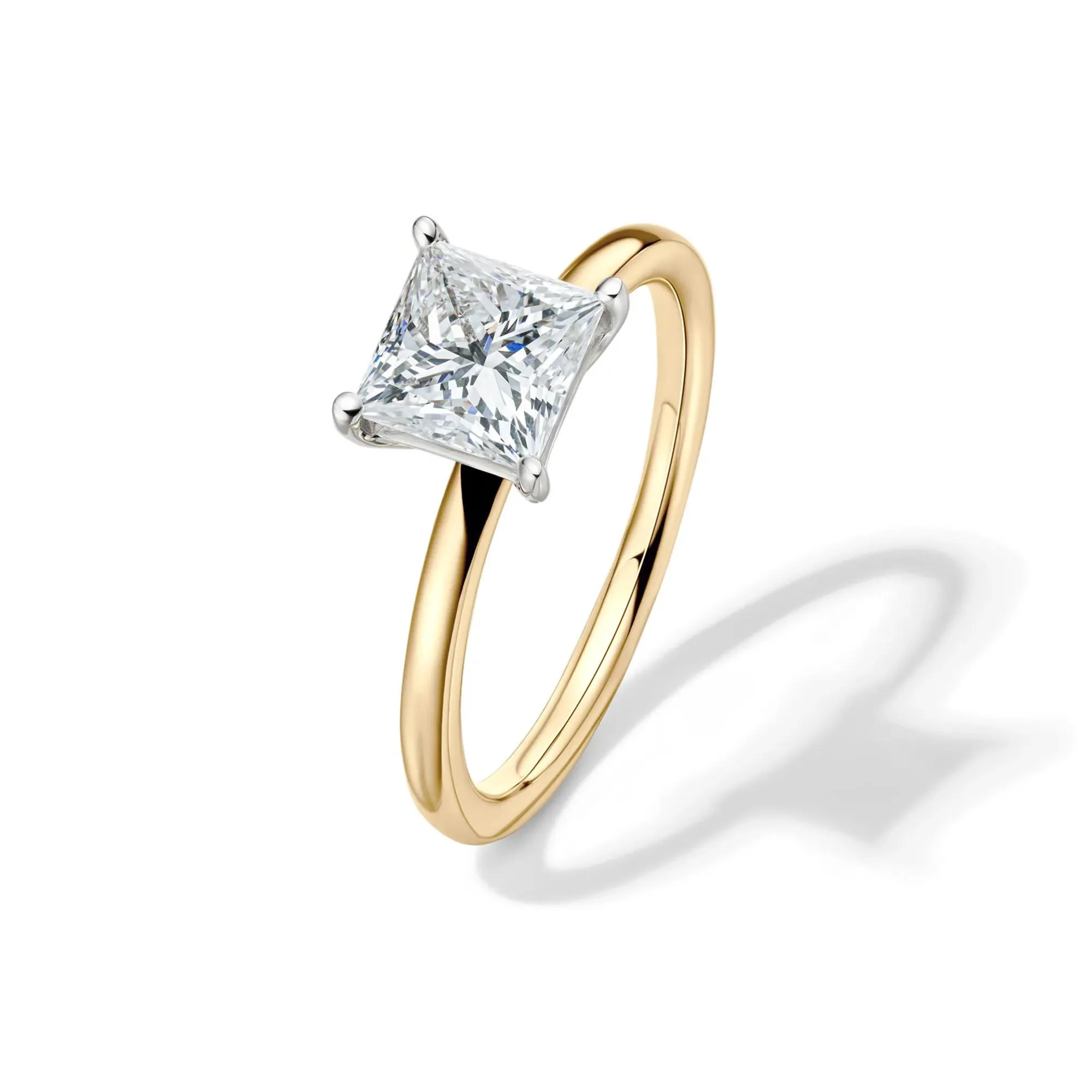 Lab Grown Diamond Princess-Cut Solitaire Engagement Ring 14K Yellow Gold (1/2 CT.) Size 7 2mm - Image 4
