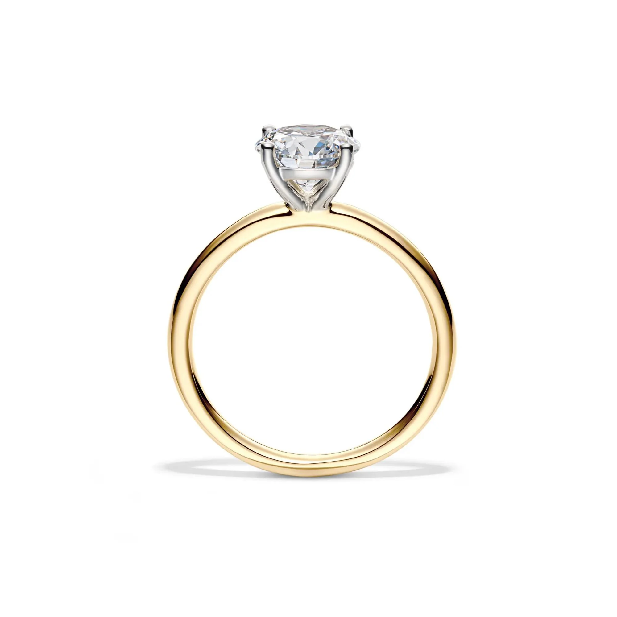 Lab Grown Diamond Solitaire Round Engagement Ring 14K Yellow Gold (1/2 CT.) Size 4 2mm - Image 2