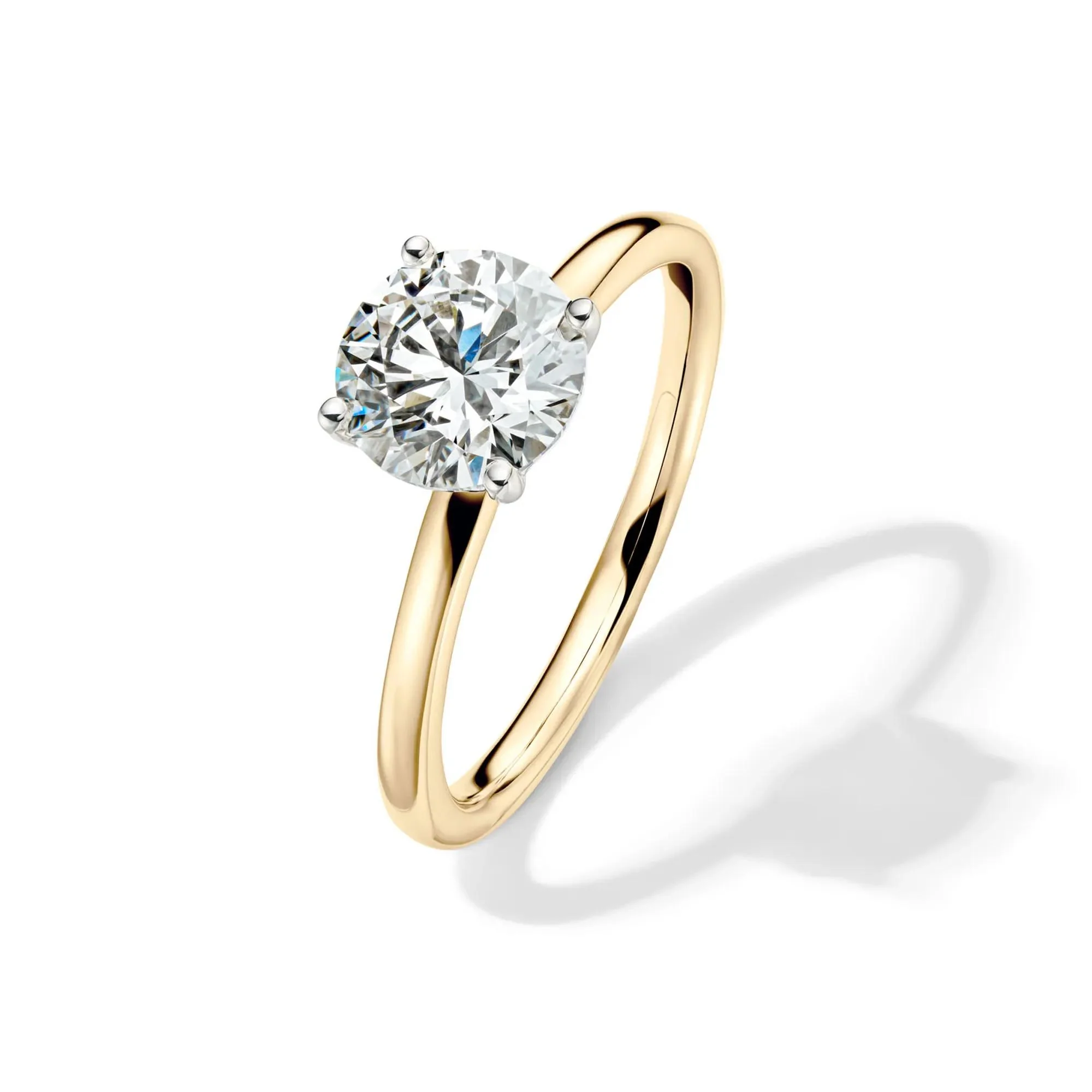 Lab Grown Diamond Solitaire Round Engagement Ring 14K Yellow Gold (1/2 CT.) Size 4 2mm - Image 4