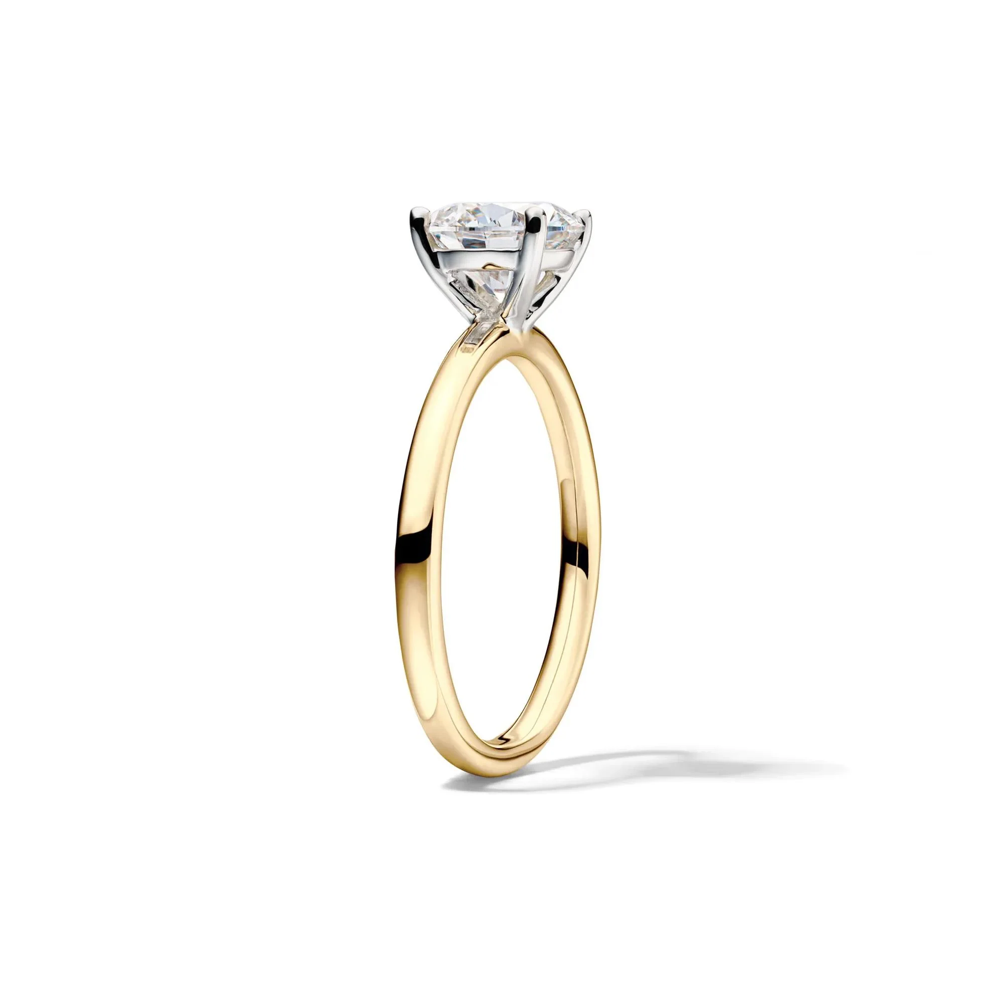 Lab Grown Diamond Solitaire Round Engagement Ring 14K Yellow Gold (1/2 CT.) Size 6 2mm - Image 3