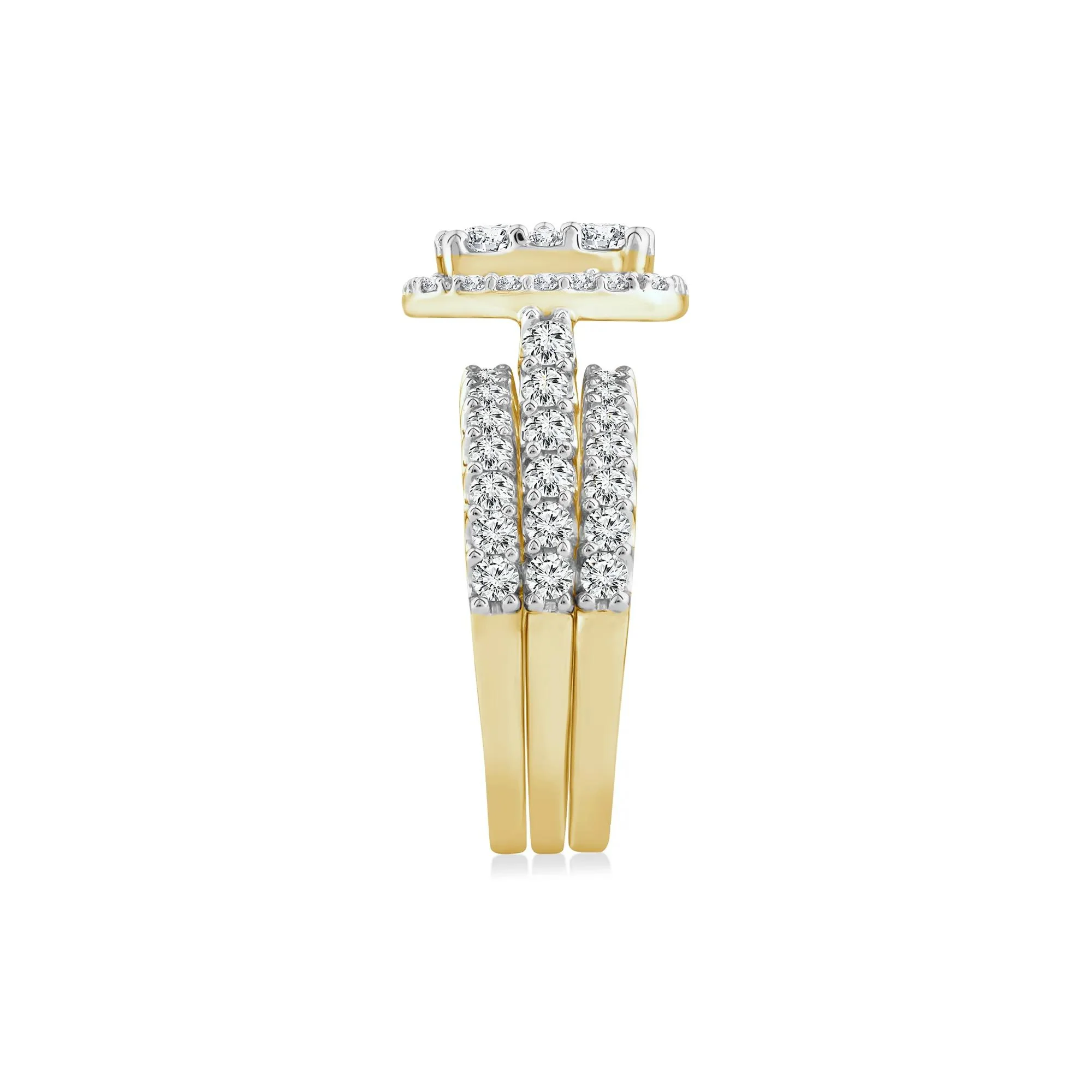 3 CT. Tw. Lab Grown Multi-Diamond Engagement Ring Set 10K Yellow Gold Round Brilliant Cut Size 8.5 2mm - Image 3