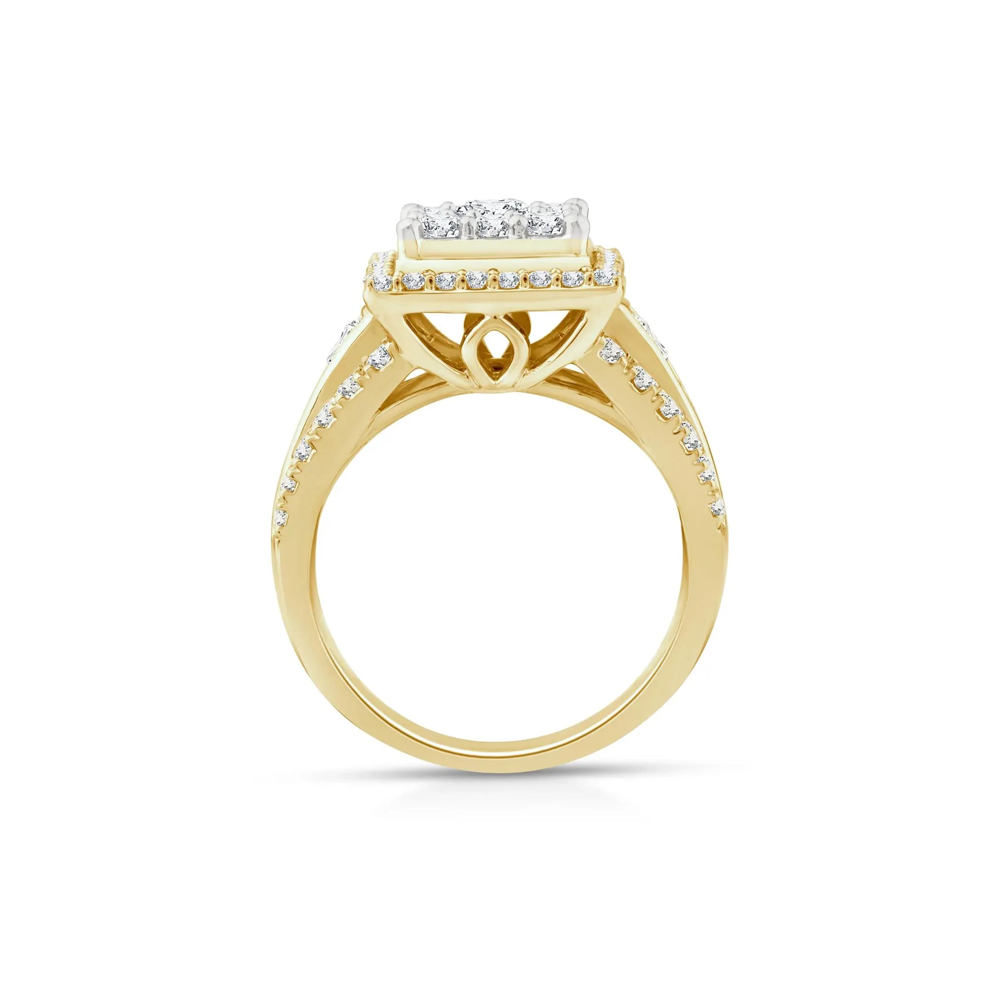 2 CT. Tw. Diamond Composite Engagement Ring 10K Yellow Gold Round Brilliant Cut Size 7 2mm - Image 2