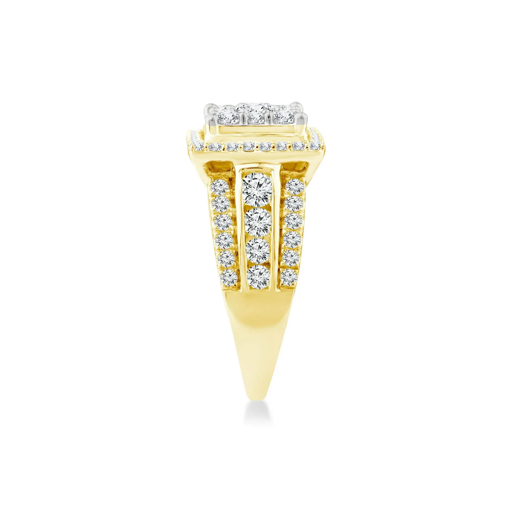 2 CT. Tw. Diamond Composite Engagement Ring 10K Yellow Gold Round Brilliant Cut Size 7.5 2mm - Image 3