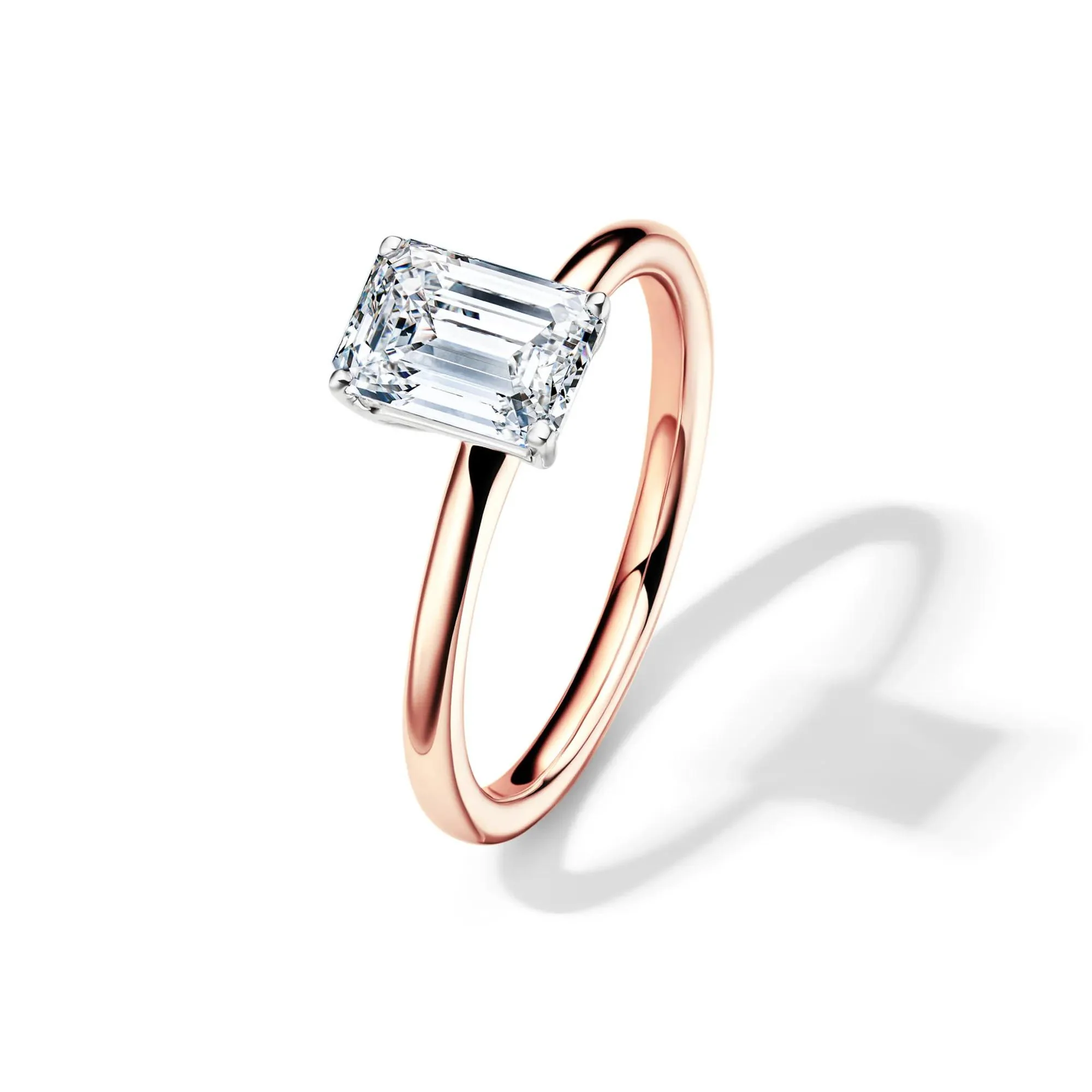 Lab Grown Diamond Emerald-Cut Solitaire Ring 14K Rose Gold (1/2 CT.) Size 6.5 2mm - Image 4