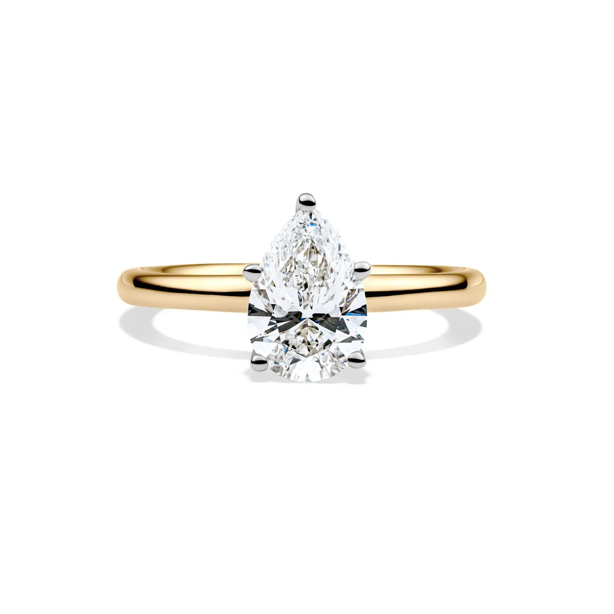 Lab Grown Diamond Pear-Shaped Solitaire Engagement Ring 14K Yellow Gold (1/2 CT.) Size 4.5 2mm