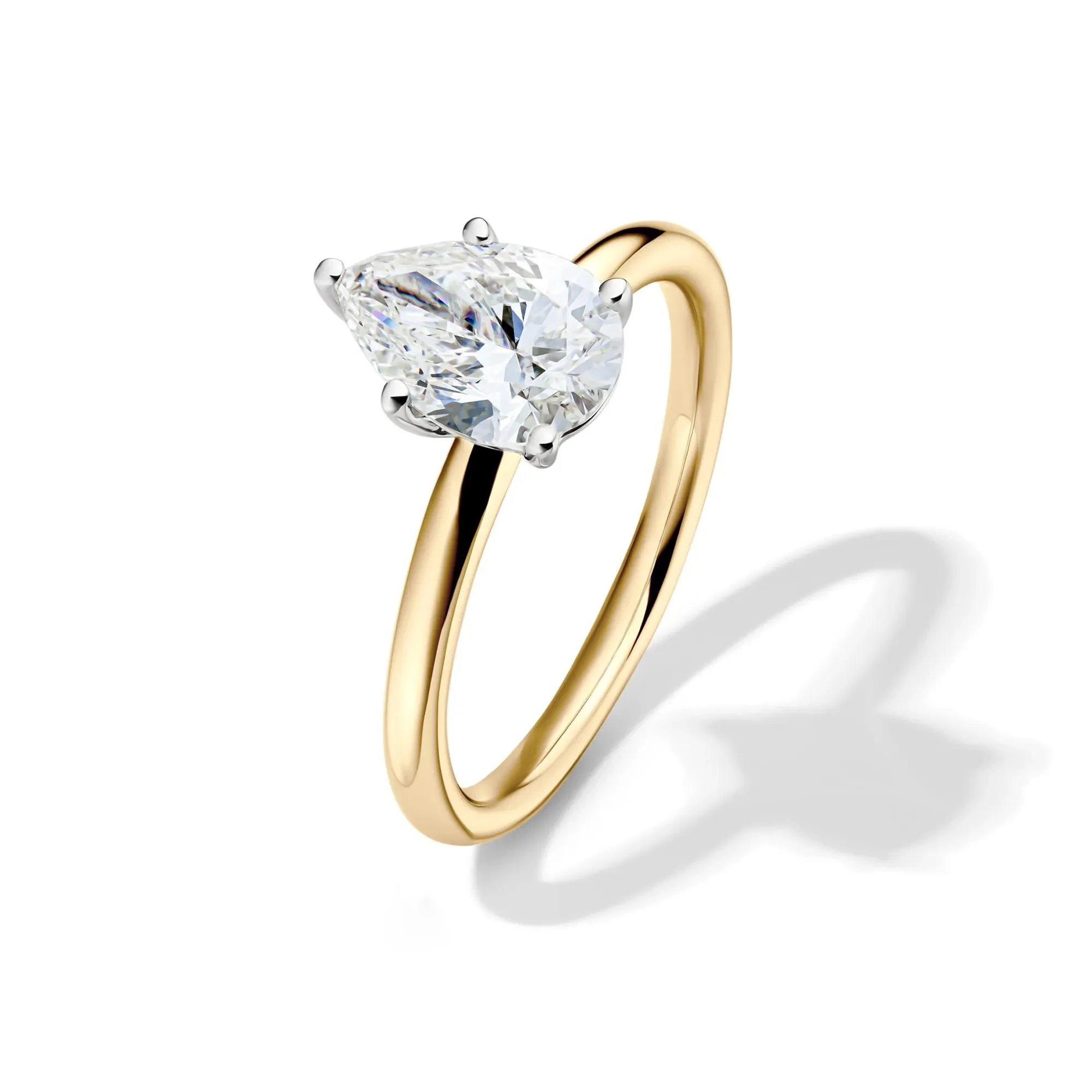 Lab Grown Diamond Pear-Shaped Solitaire Engagement Ring 14K Yellow Gold (1/2 CT.) Size 6.5 2mm - Image 4