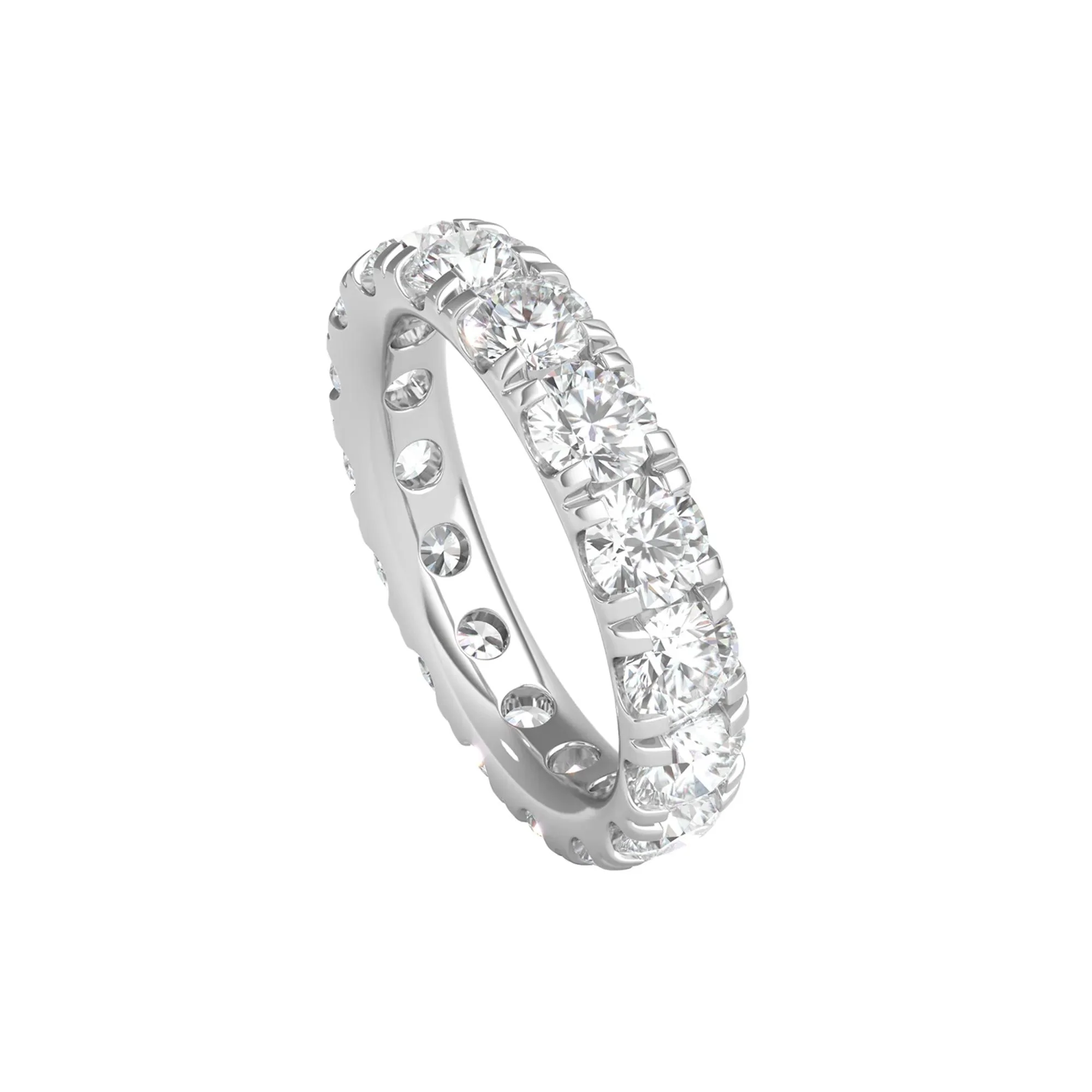 5 CT. Tw. Lab Grown Diamond Wedding Band Ring with Eternity Setting 14K White Gold Size 8 2mm - Image 4